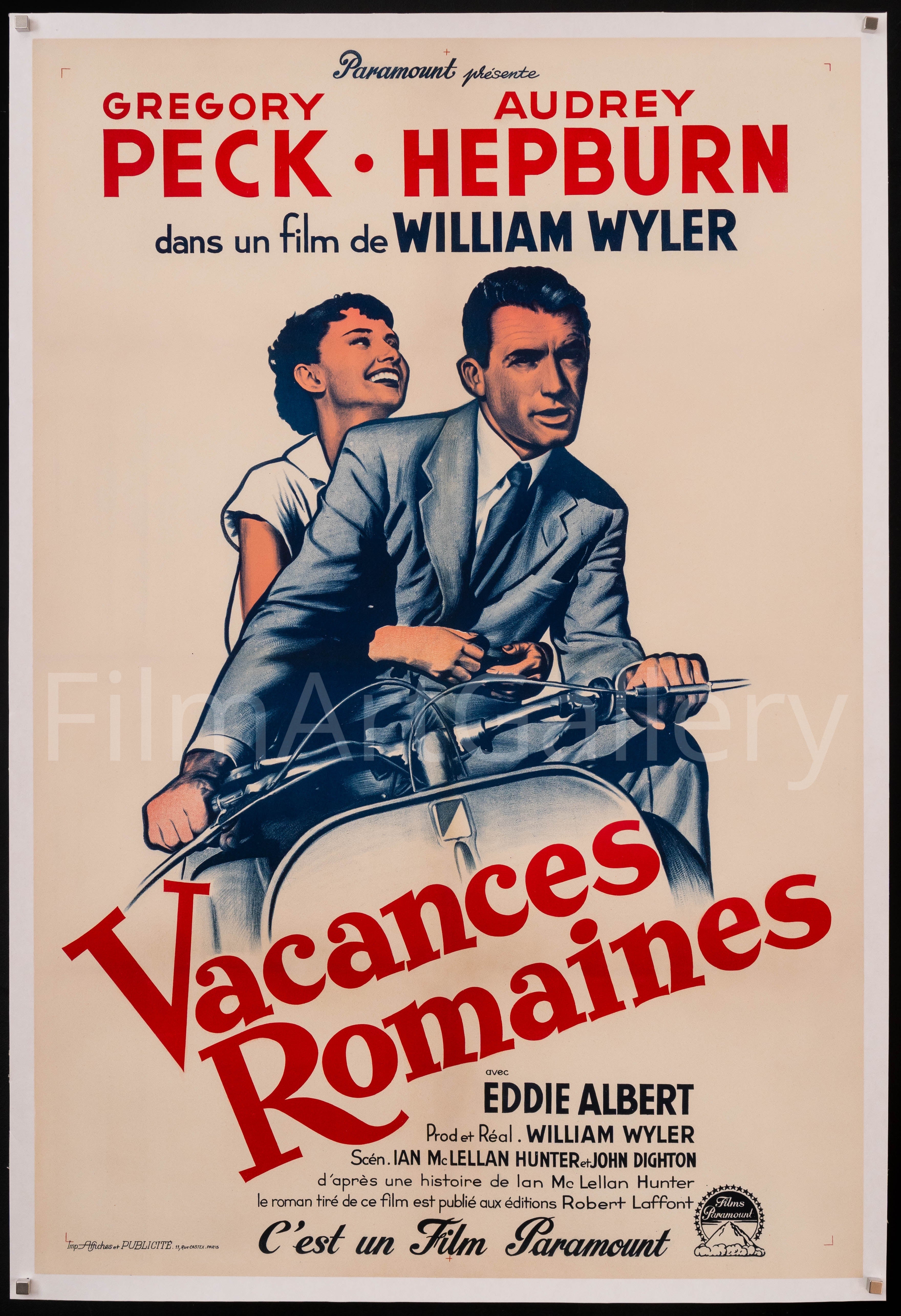 Roman Holiday Movie Poster 1960's RI French Medium (31x47)