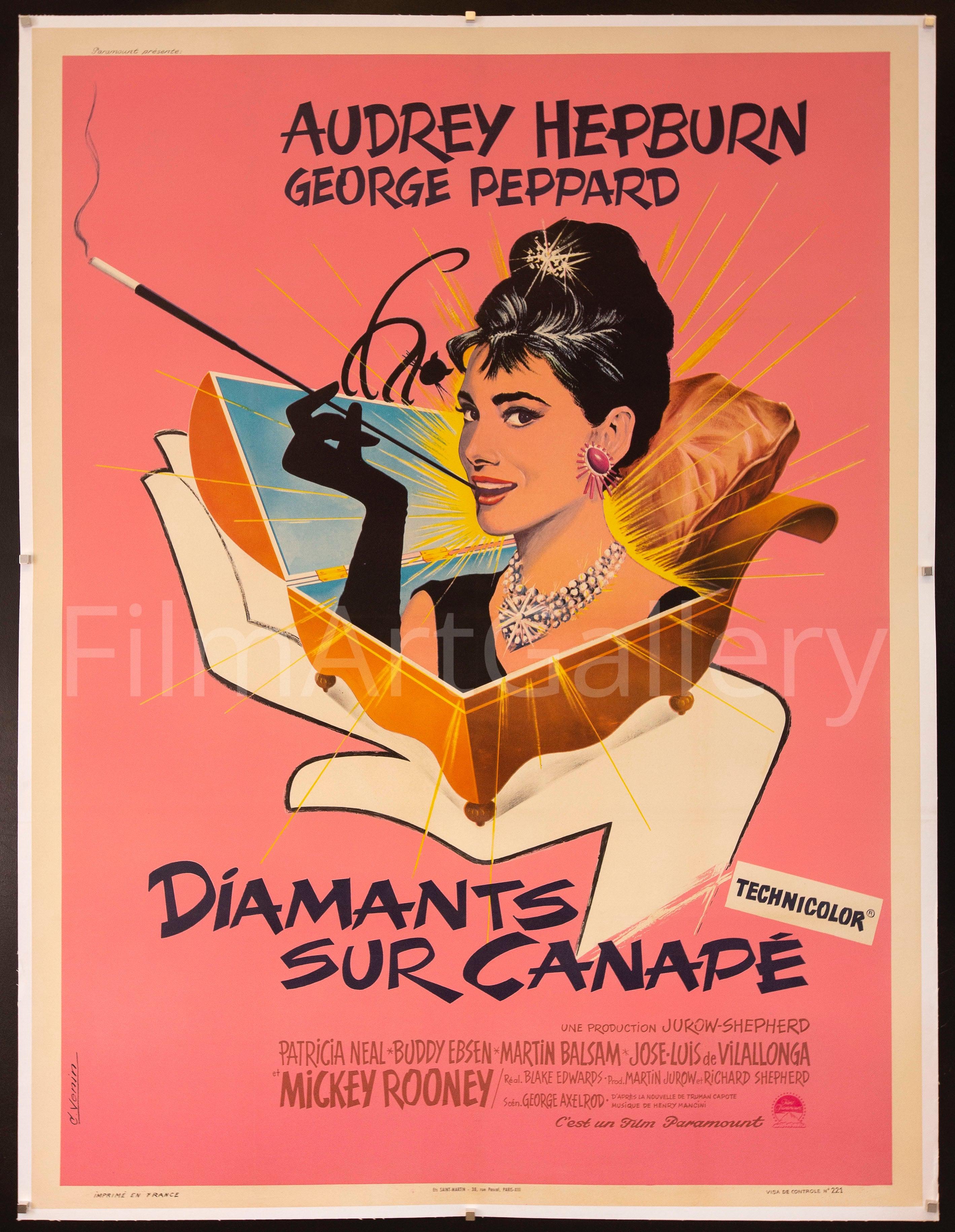 Original Vintage Movie Poster Audrey Hepburn Breakfast At Tiffany's New York  For Sale at 1stDibs