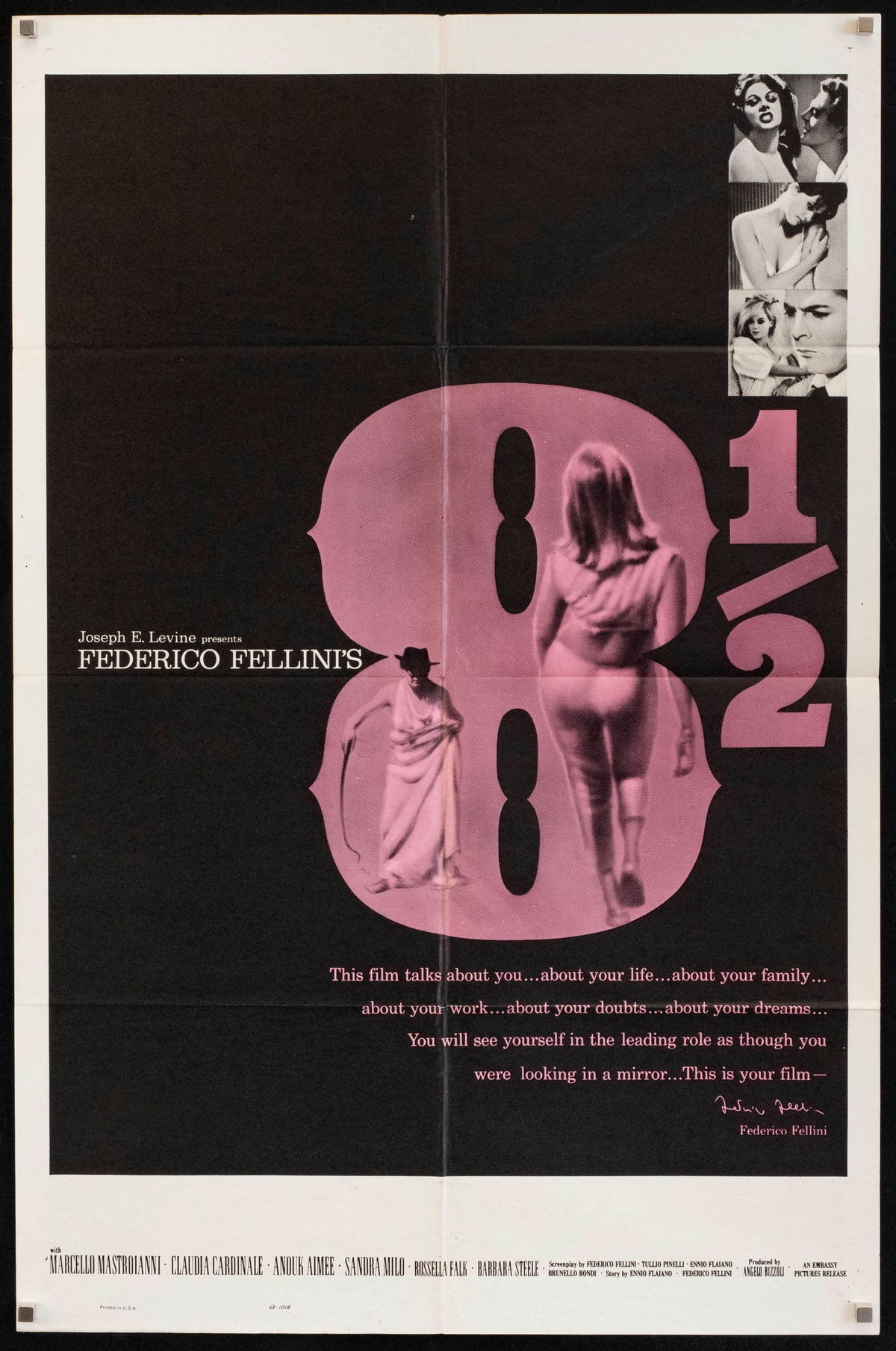 8 1/2 (Eight and a Half) Original Vintage Movie Poster