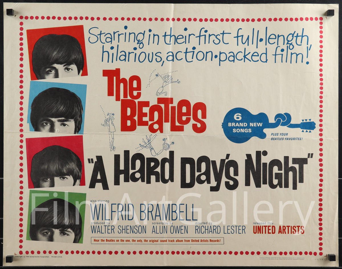 A Hard Day&#39;s Night Half Sheet (22x28) Original Vintage Movie Poster