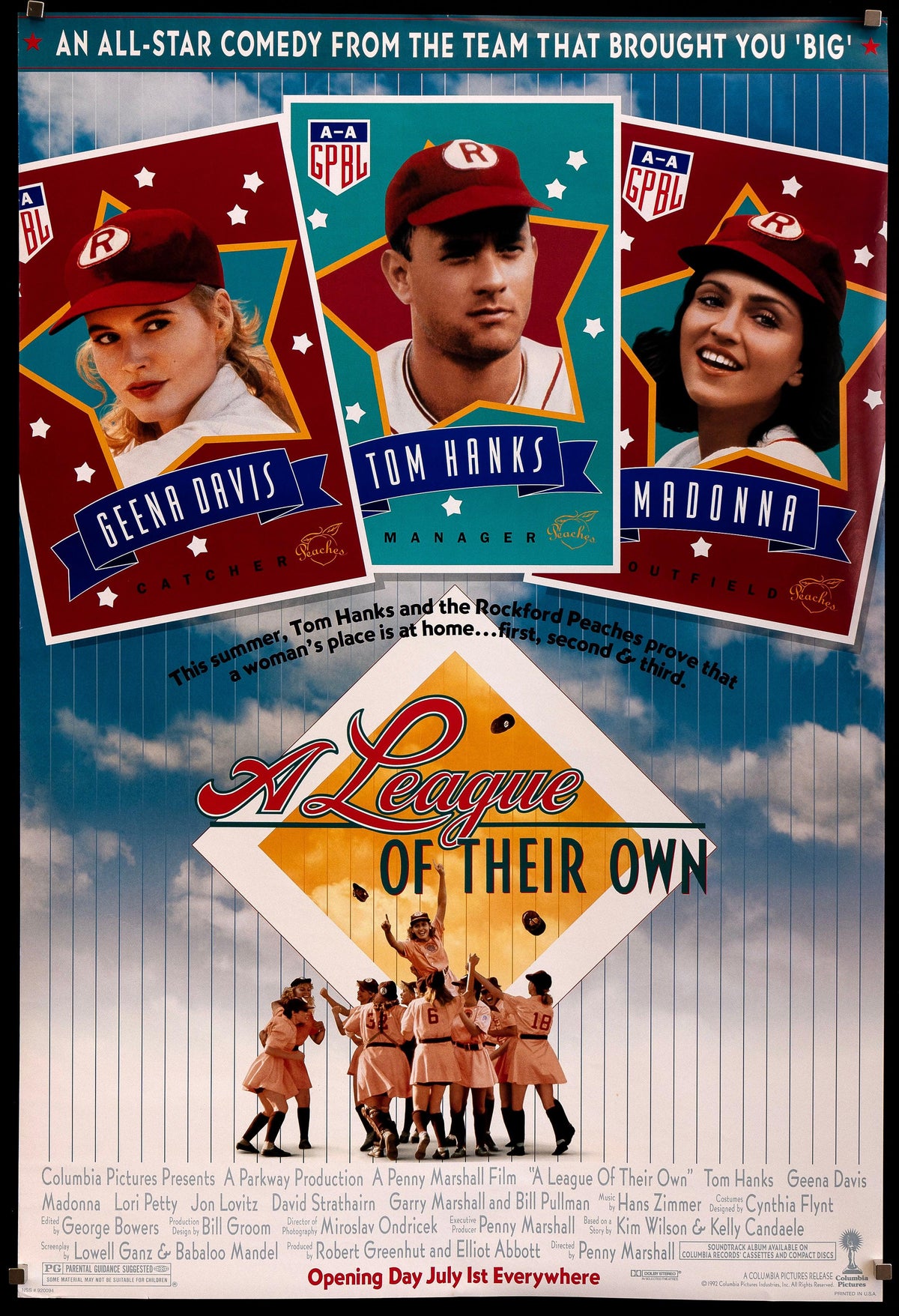 A League of Their Own 1 Sheet (27x41) Original Vintage Movie Poster