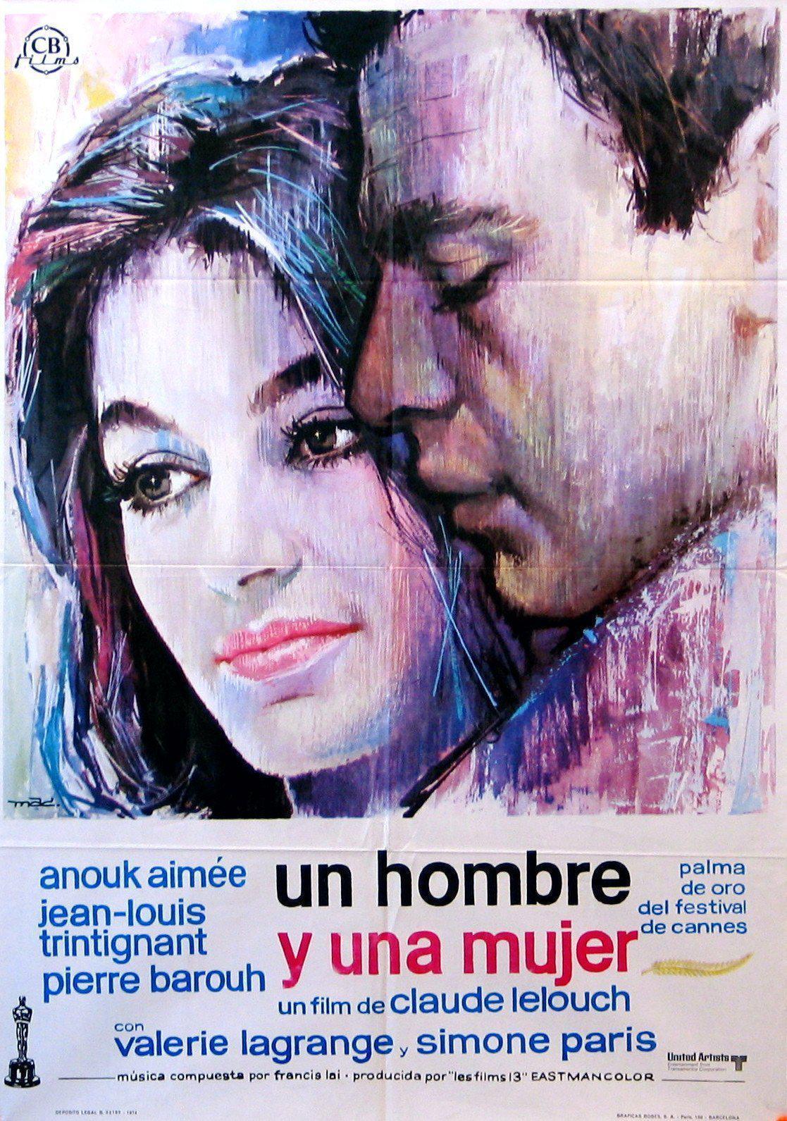 A Man and a Woman (Un Homme et Une Femme) 1 Sheet (27x41) Original Vintage Movie Poster