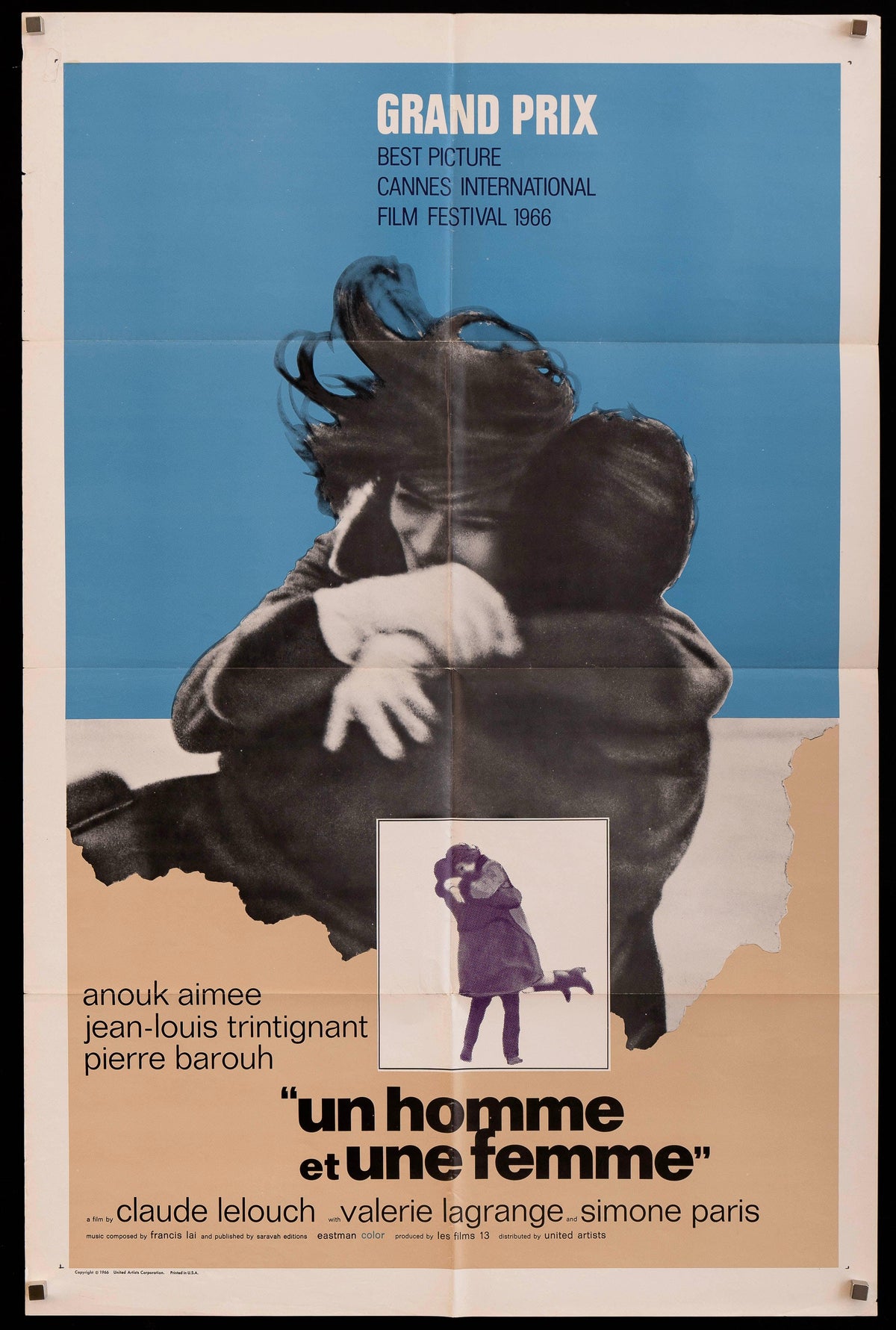 A Man and a Woman (Un Homme et Une Femme) Original Vintage Movie Poster