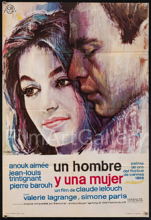A Man and a Woman (Un Homme et Une Femme) Original Vintage Movie Poster