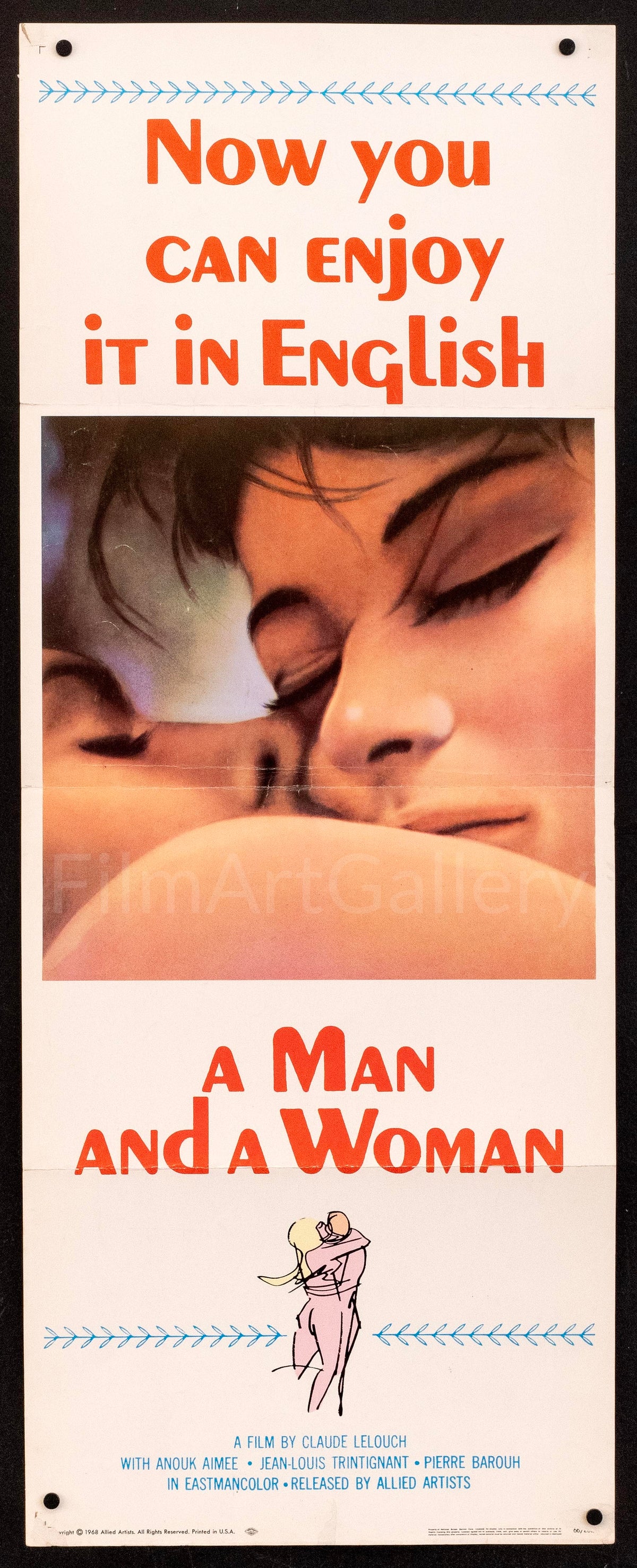A Man and a Woman (Un Homme et Une Femme) Original Vintage Movie Poster