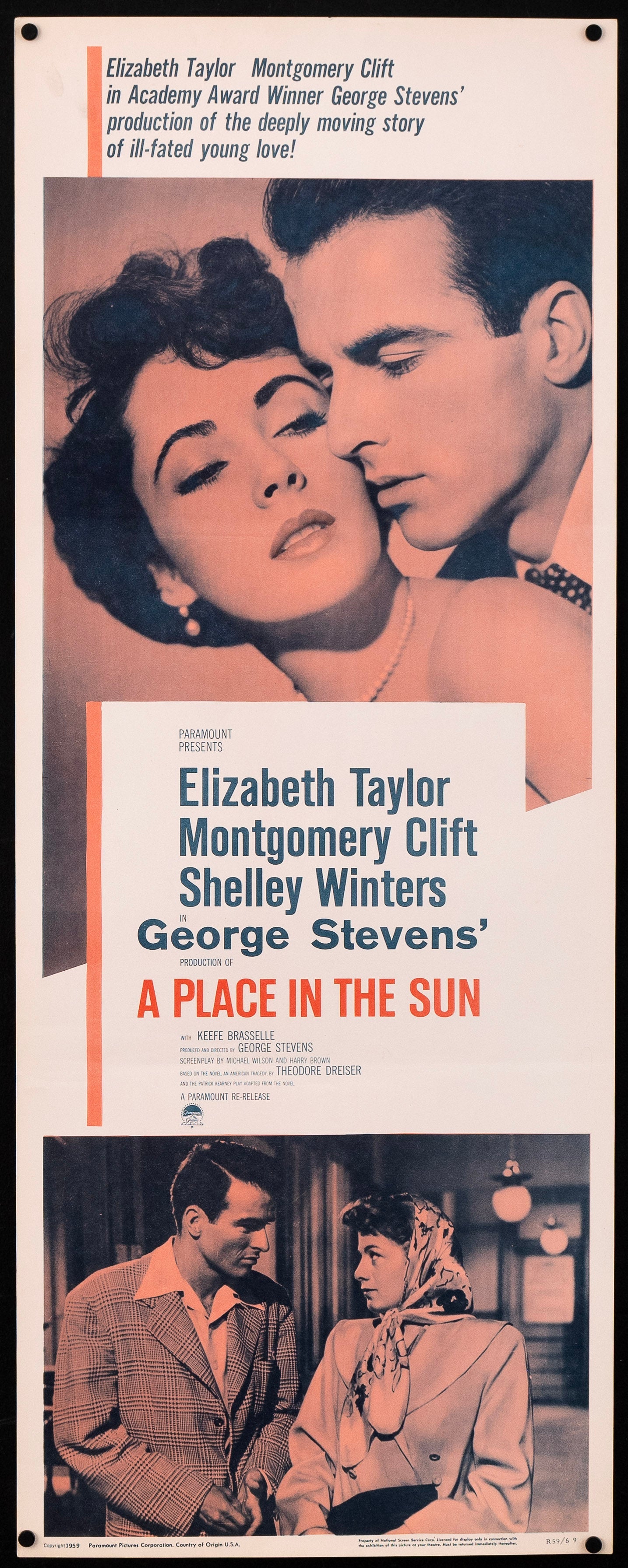 A Place In the Sun Insert (14x36) Original Vintage Movie Poster