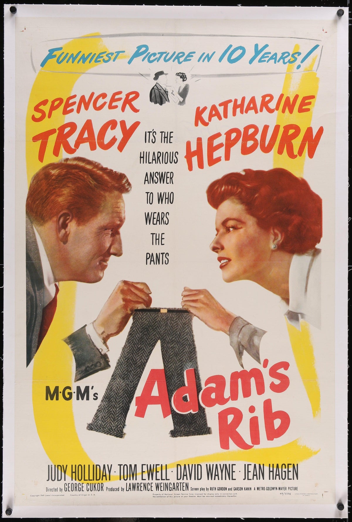 Adam&#39;s Rib 1 Sheet (27x41) Original Vintage Movie Poster