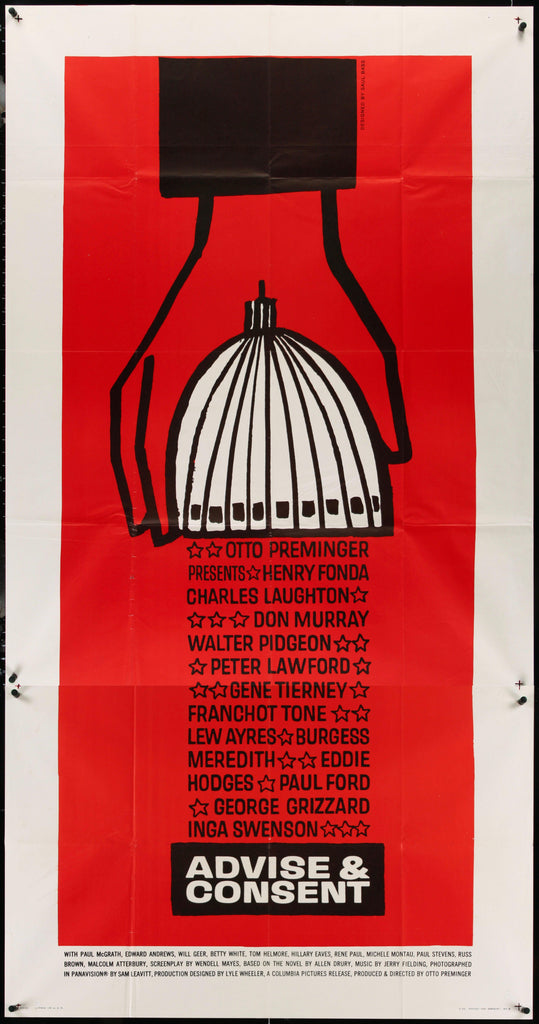 Advise & Consent 3 Sheet (41x81) Original Vintage Movie Poster