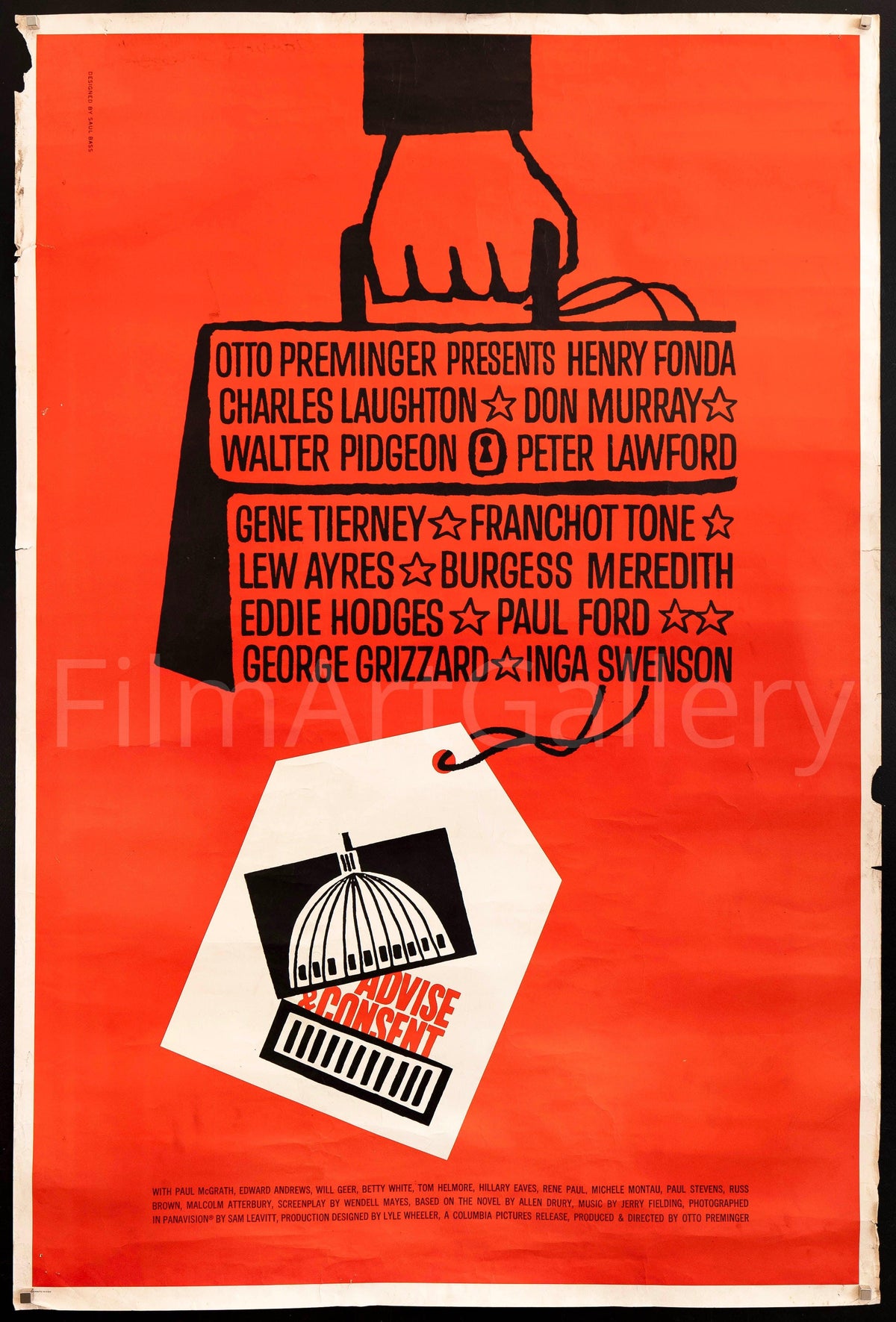Advise &amp; Consent 40x60 Original Vintage Movie Poster