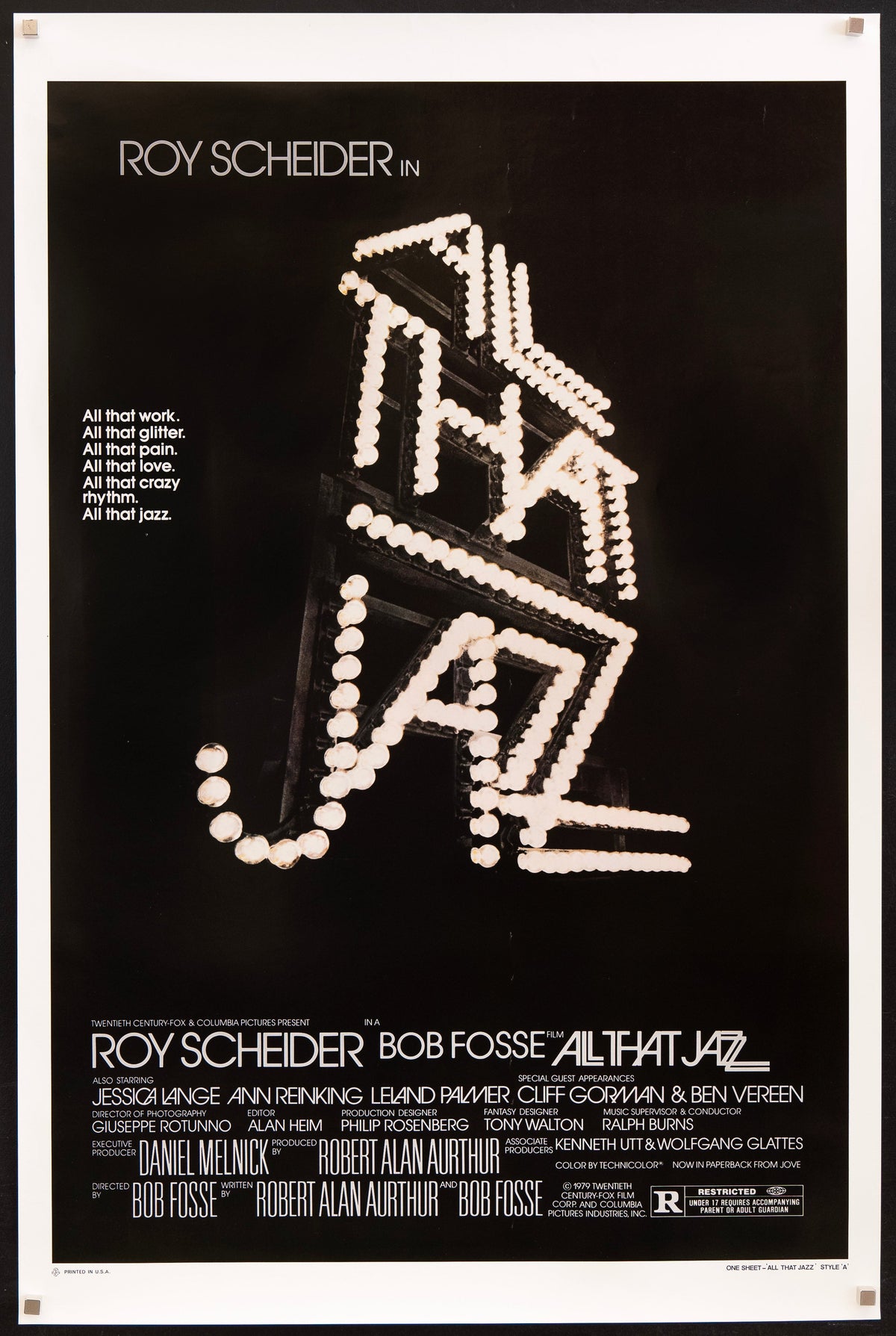 All That Jazz 1 Sheet (27x41) Original Vintage Movie Poster