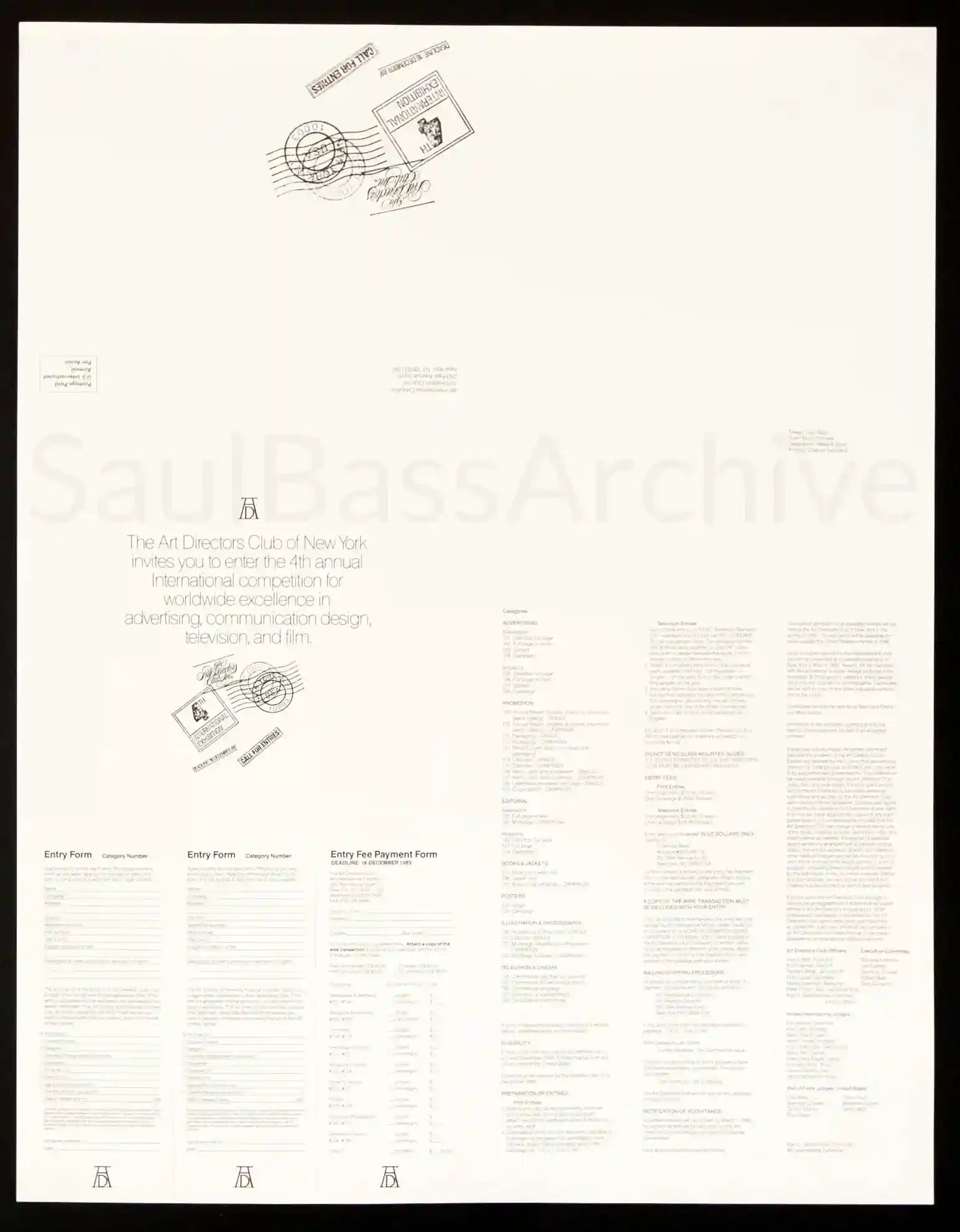 Art Director's Club - Call for Entries - 1989 Original Vintage Movie Poster