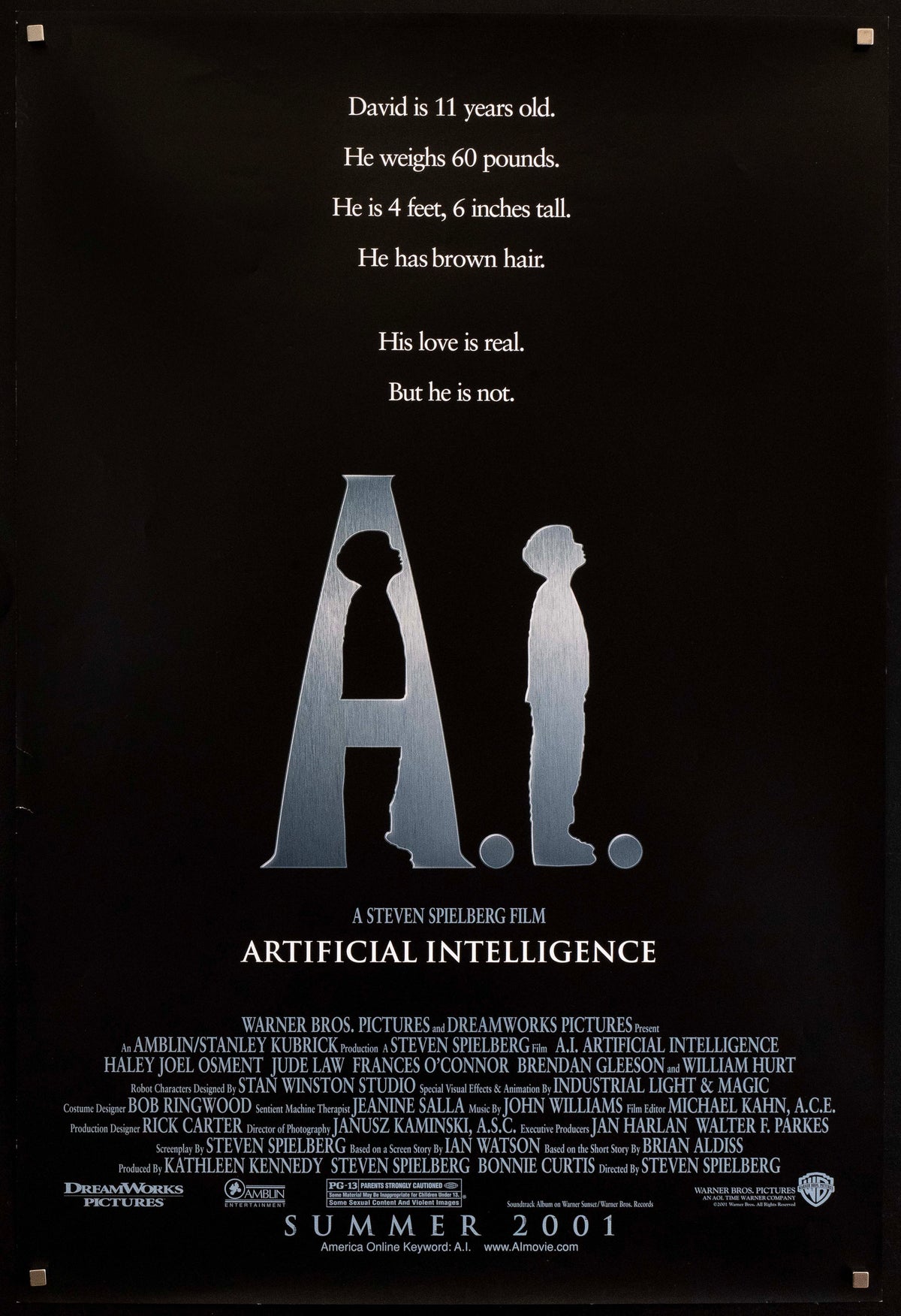 Artificial Intelligence: AI 1 Sheet (27x41) Original Vintage Movie Poster