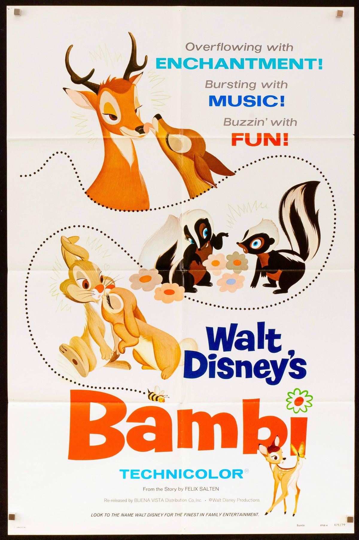 Bambi 1 Sheet (27x41) Original Vintage Movie Poster