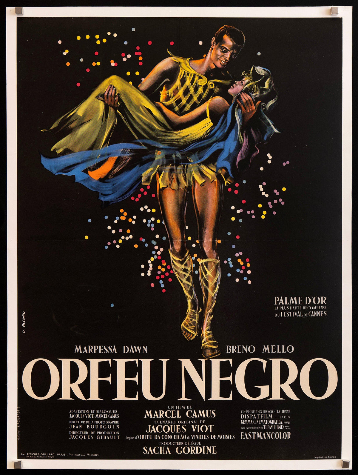 Black Orpheus (Orfeu Negro) French small (23x32) Original Vintage Movie Poster