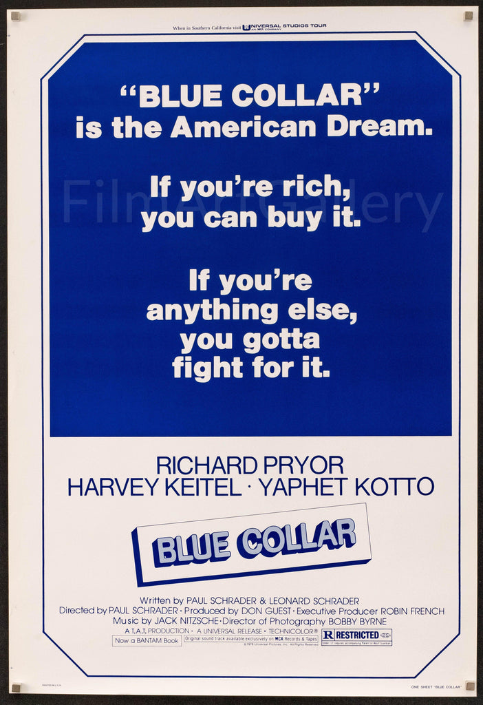 Blue Collar Original Vintage Movie Poster