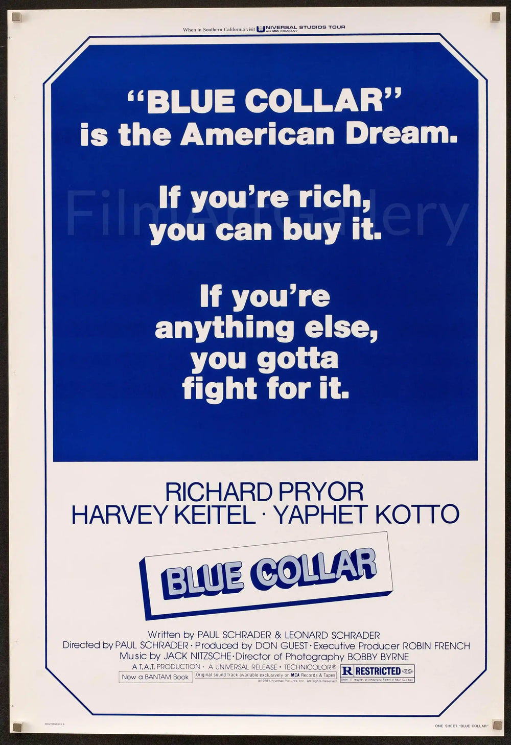 Blue Collar Original Vintage Movie Poster