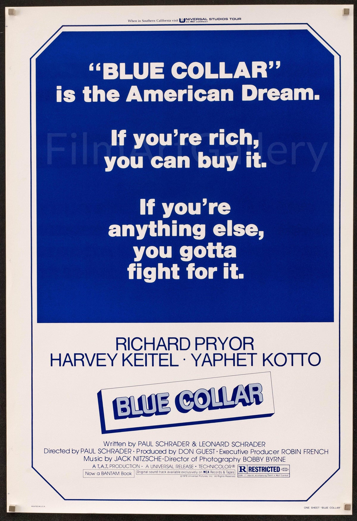 Blue Collar Original Vintage Movie Poster