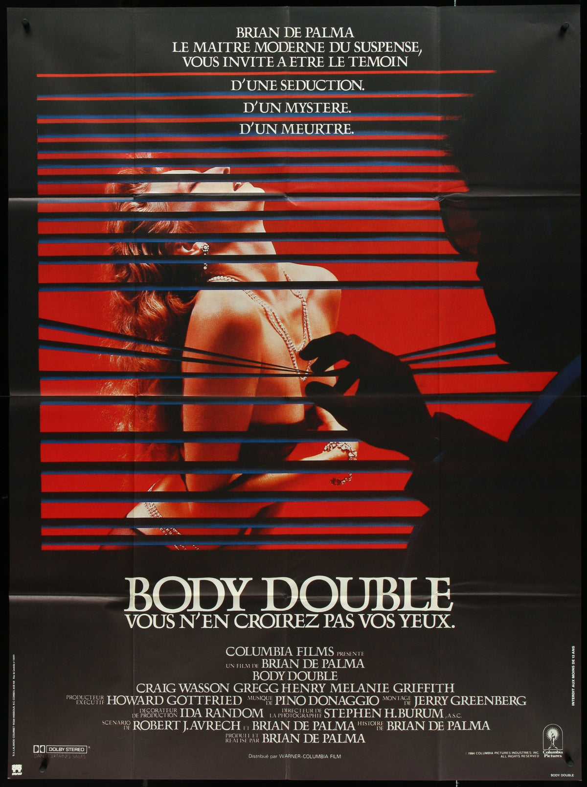 Body Double French 1 Panel (47x63) Original Vintage Movie Poster