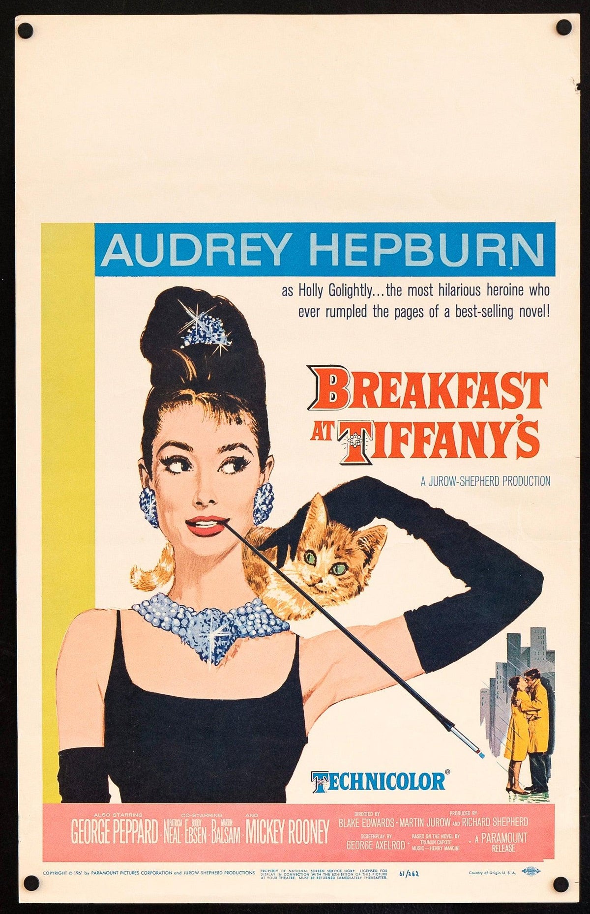 Breakfast at Tiffany&#39;s Window Card (14x22) Original Vintage Movie Poster