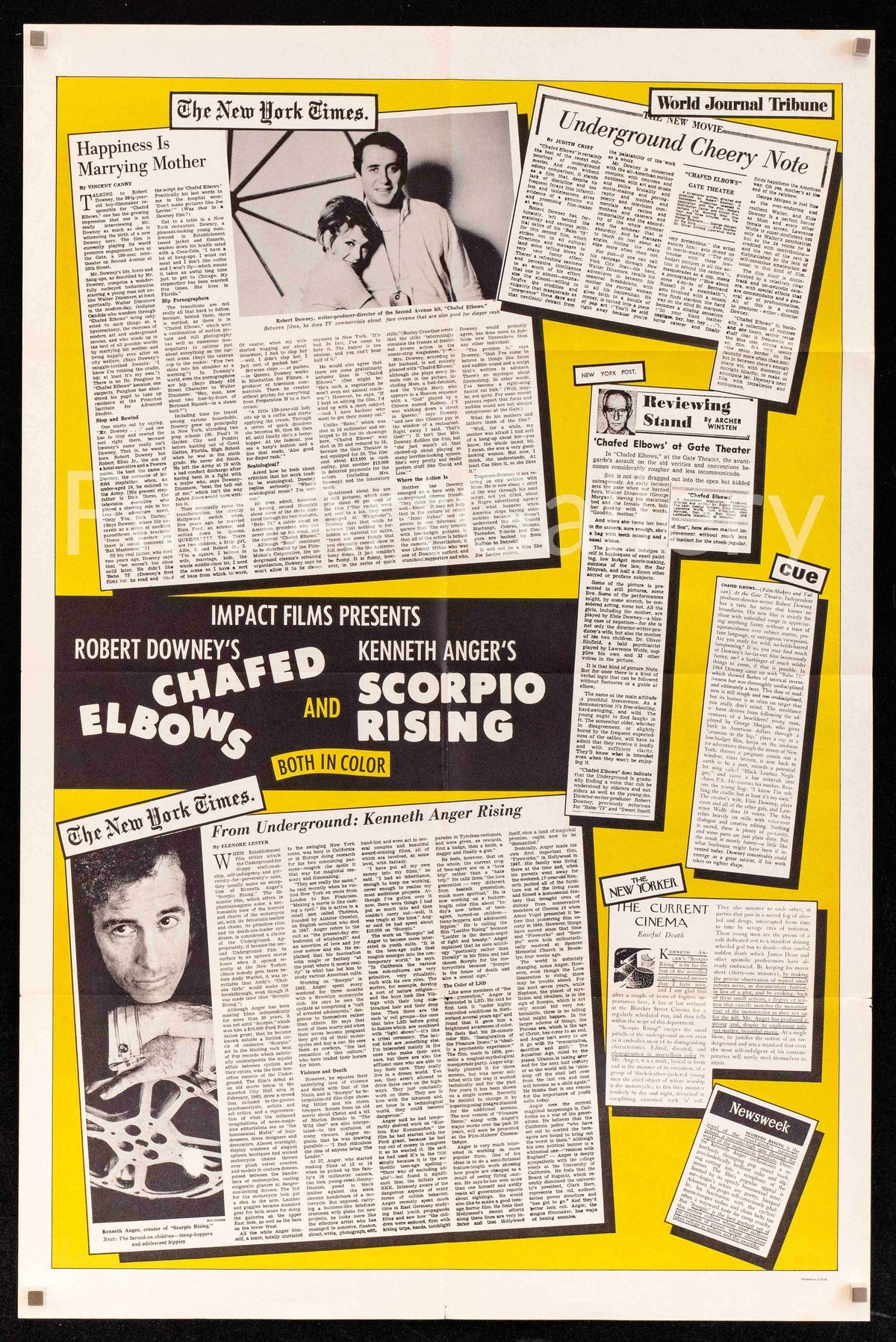 Chafed Elbows & Scorpio Rising Movie Poster 1967 1 Sheet (27x41)