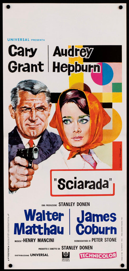 Charade Italian Locandina (13x28) Original Vintage Movie Poster