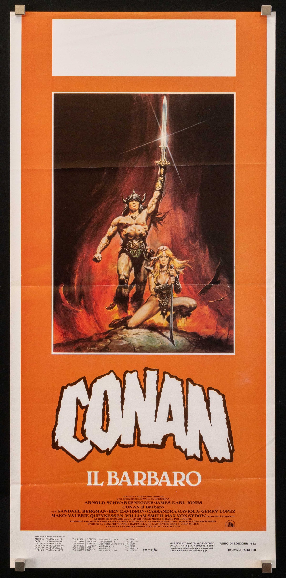 Conan the Barbarian Italian Locandina (13x28) Original Vintage Movie Poster