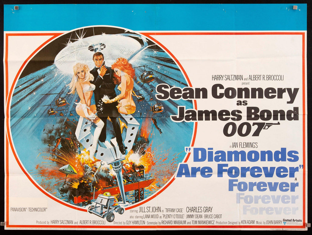 Diamonds are Forever British Quad (30x40) Original Vintage Movie Poster