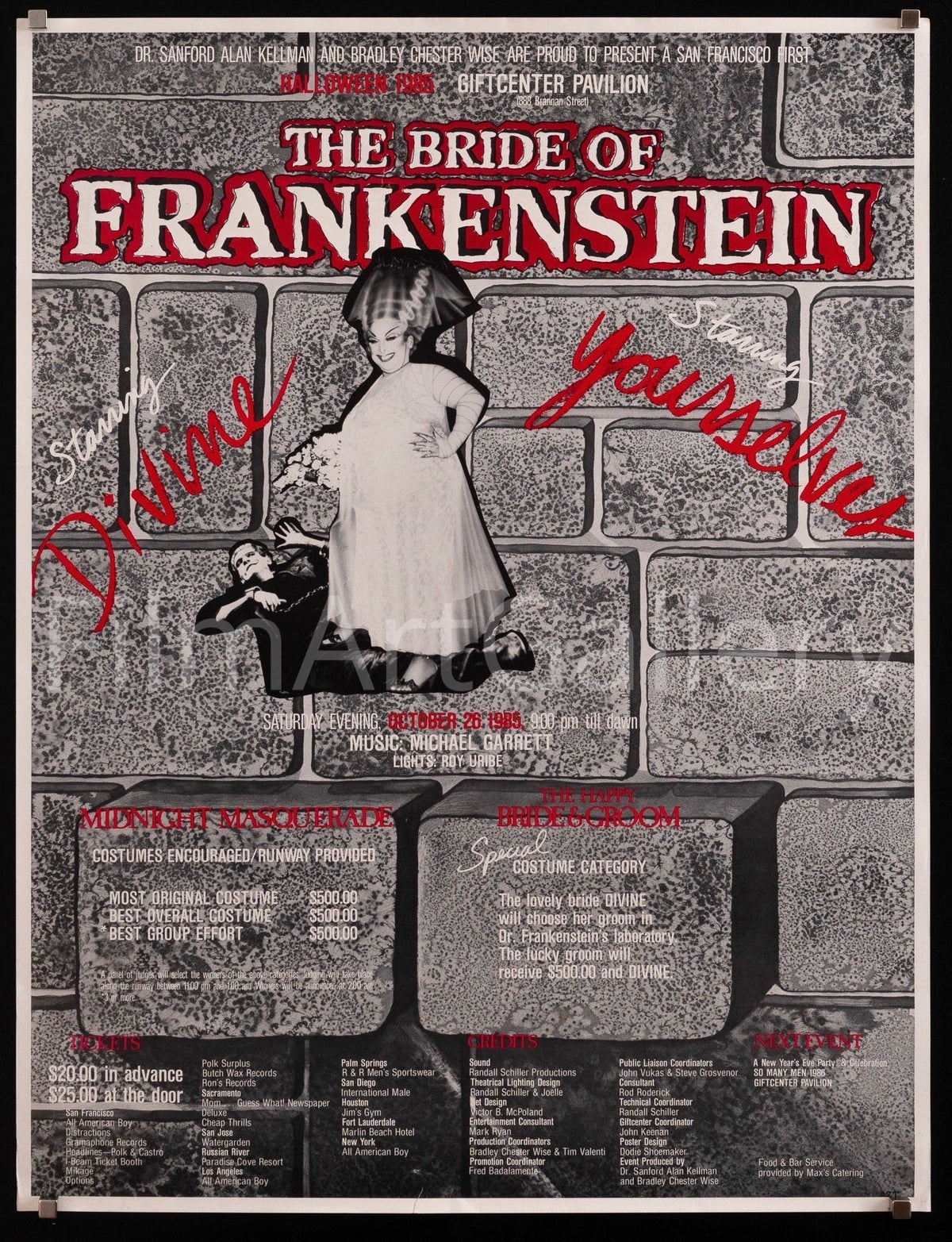 Divine as The Bride of Frankenstein Original Vintage Movie Poster