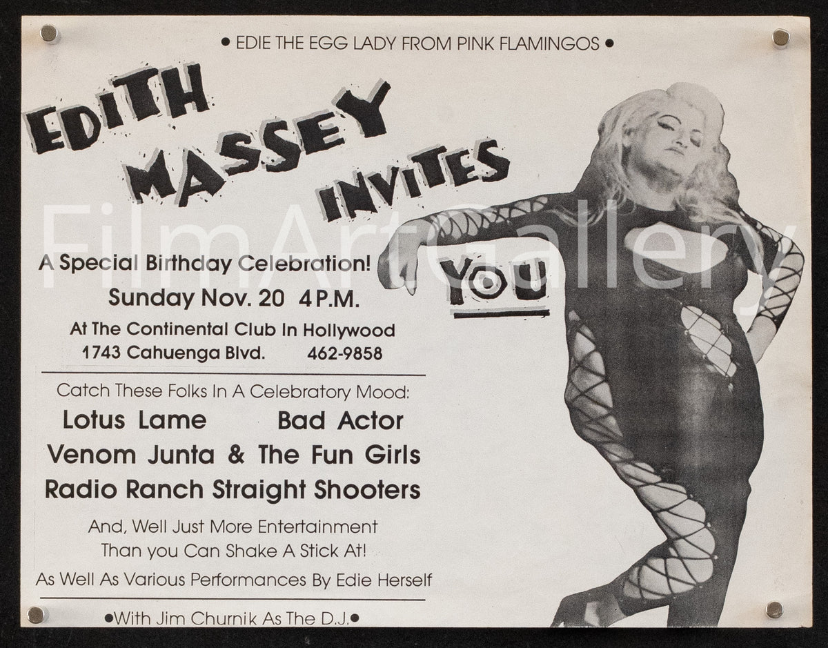 Edith Massey Invites You Original Vintage Movie Poster