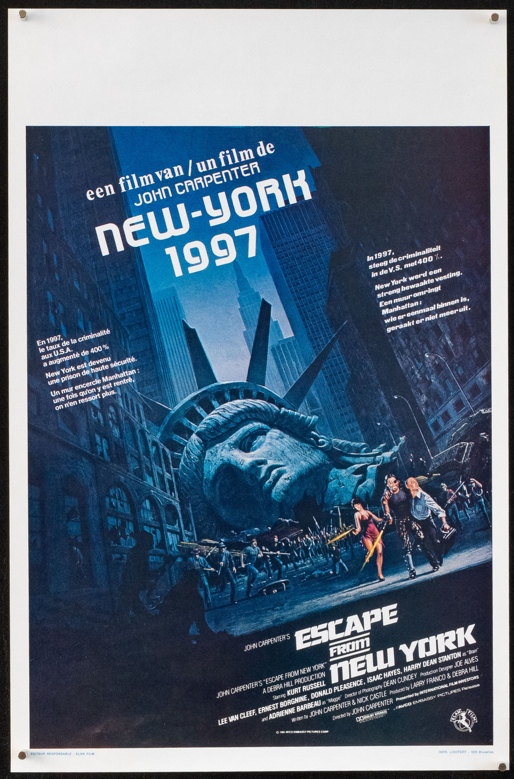 Escape From New York Original Vintage Movie Poster