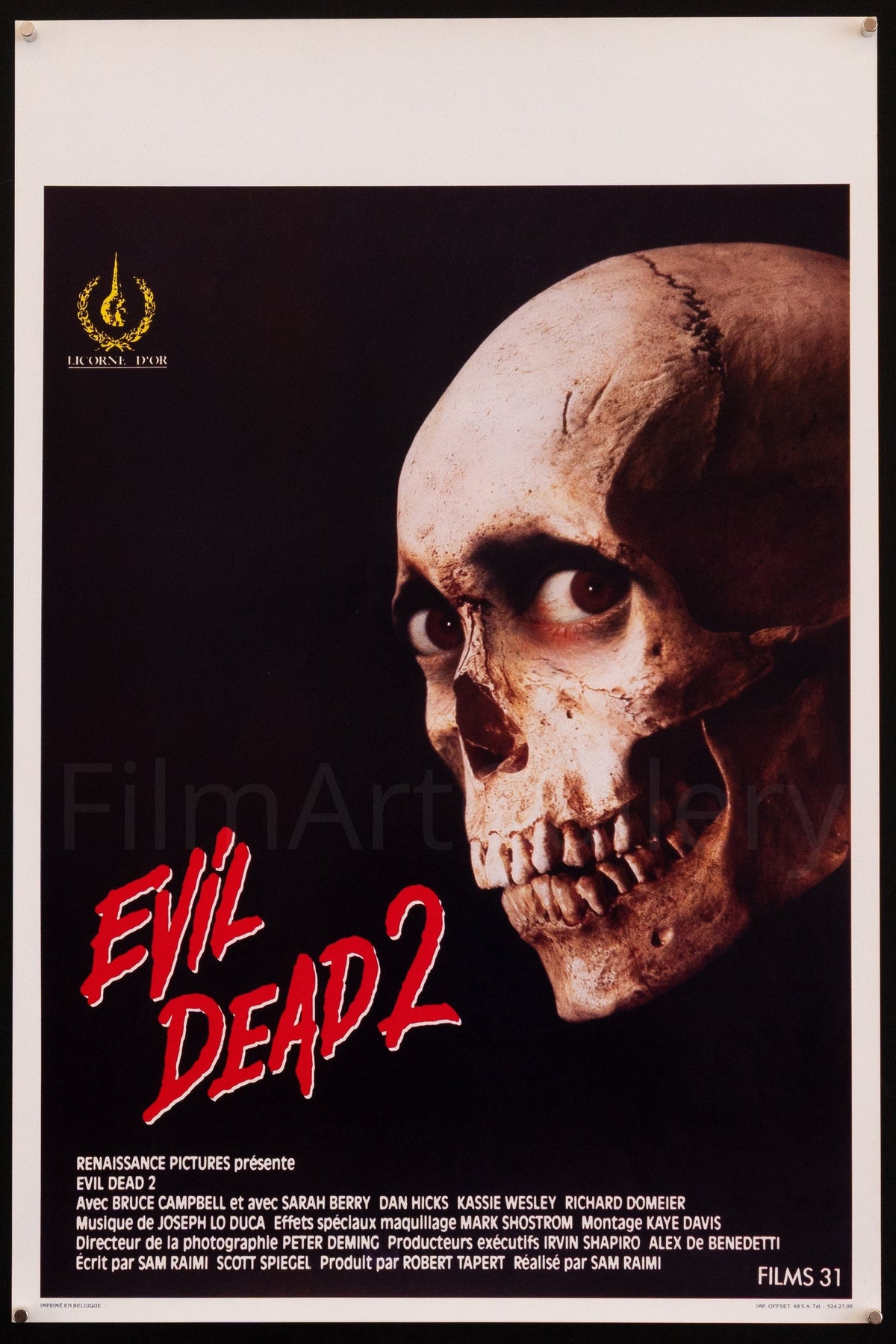 Evil Dead 2 Belgian (14x22) Original Vintage Movie Poster