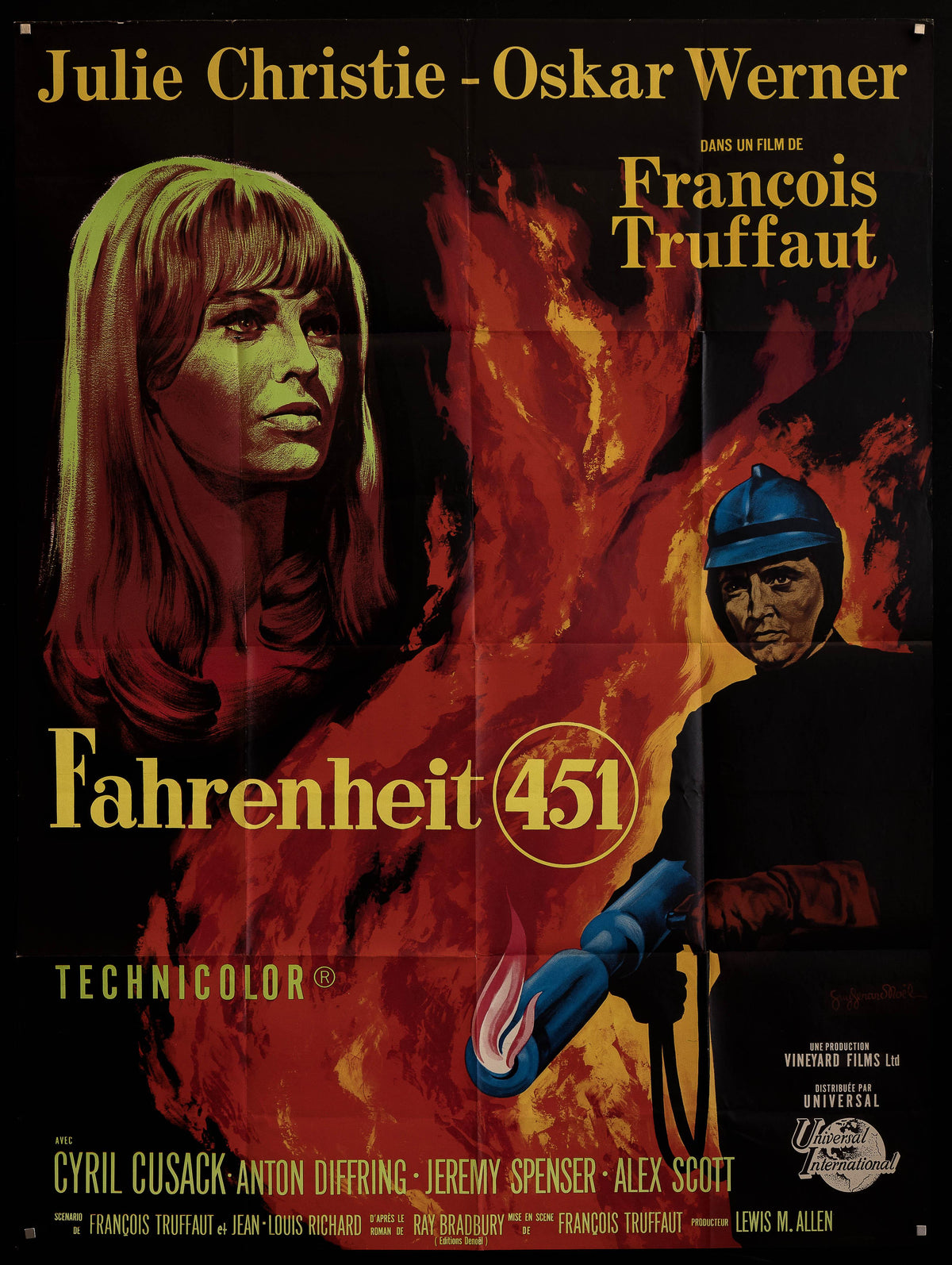 Fahrenheit 451 French 1 panel (47x63) Original Vintage Movie Poster