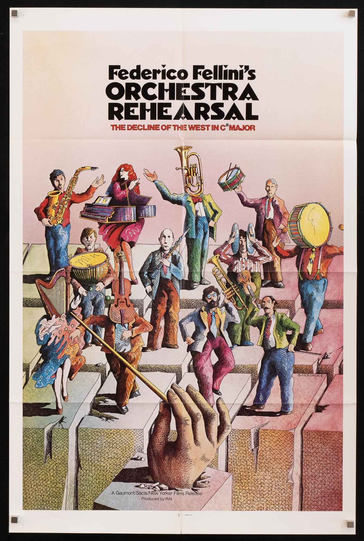 Fellini&#39;s Orchestra Rehearsal Original Vintage Movie Poster