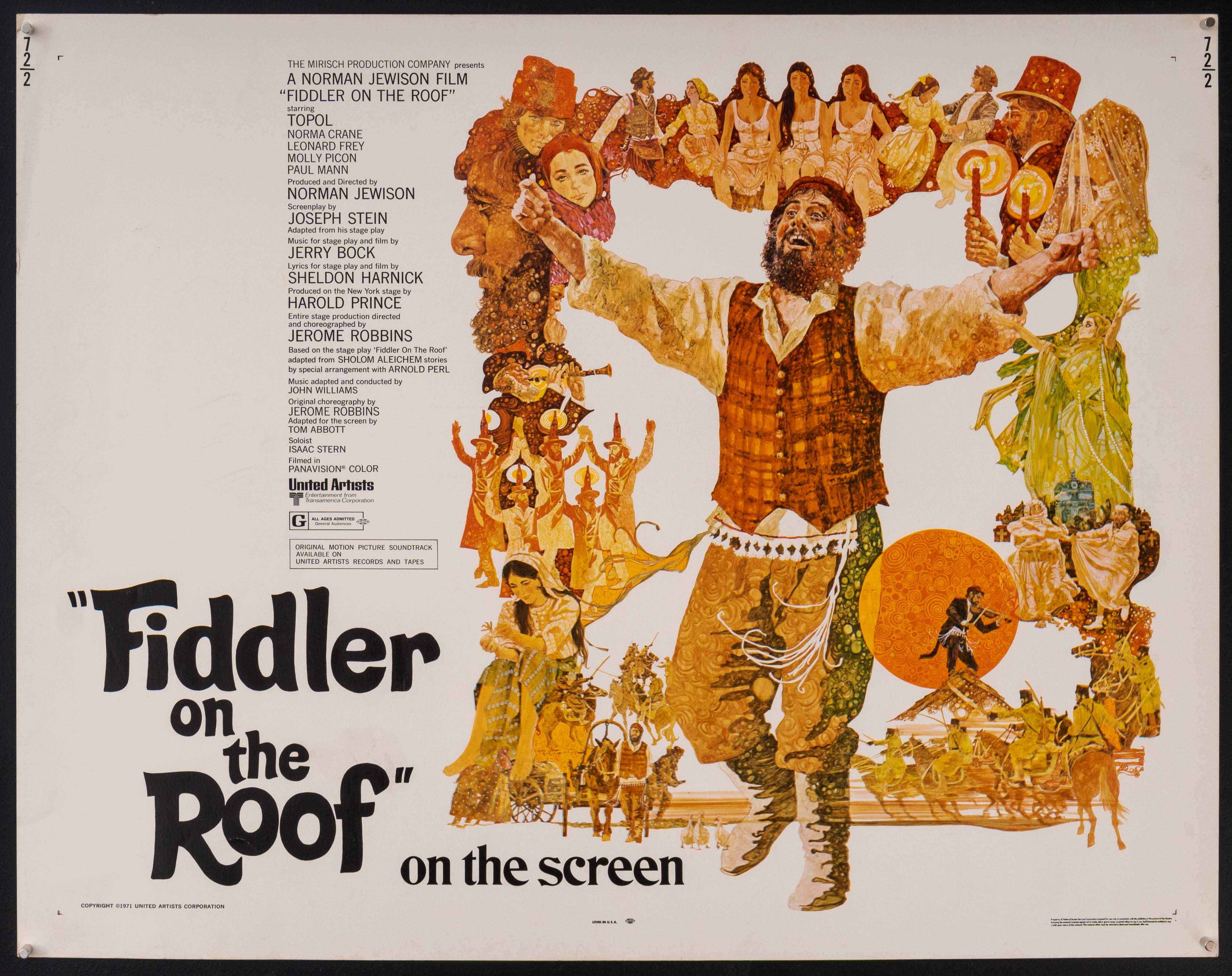 Fiddler Roof Fiddler on the Roof Movie Poster 1971 Window Card (14x22)