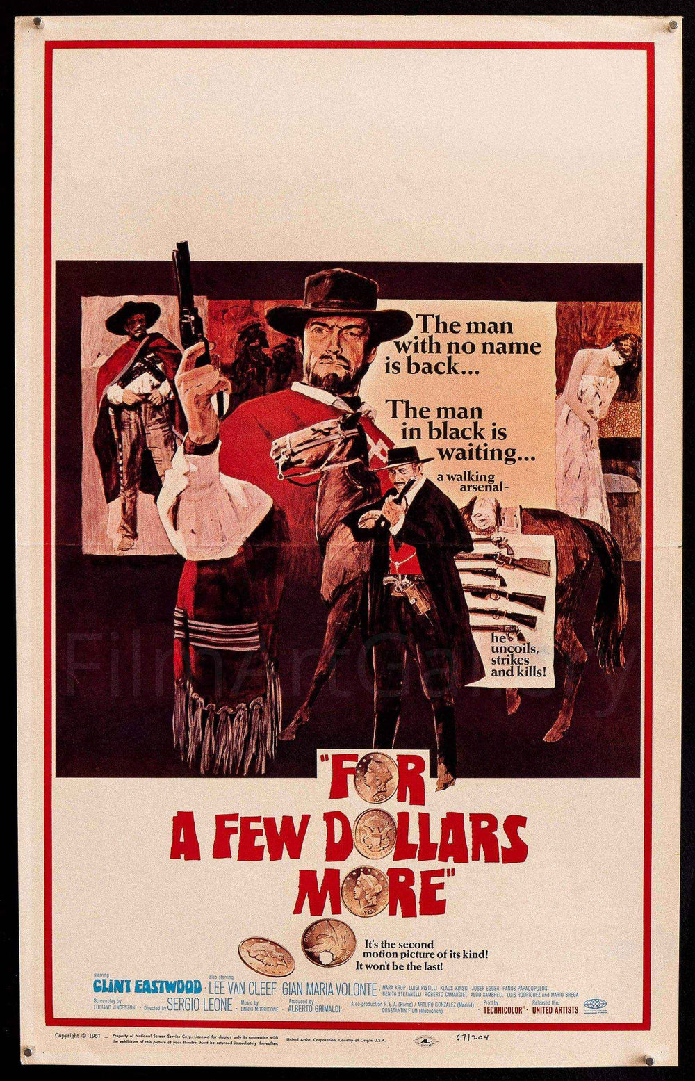 For A Few Dollars More Original Vintage Movie Poster