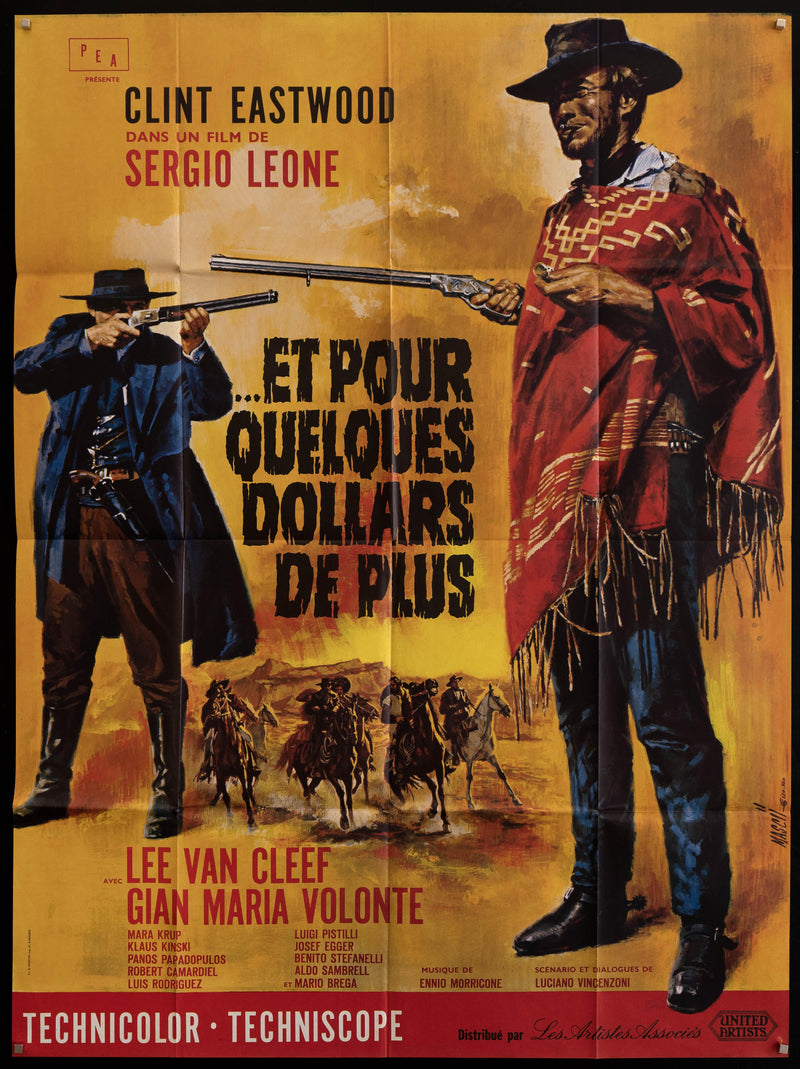 For a Few Dollars More French 1 panel (47x63) Original Vintage Movie Poster
