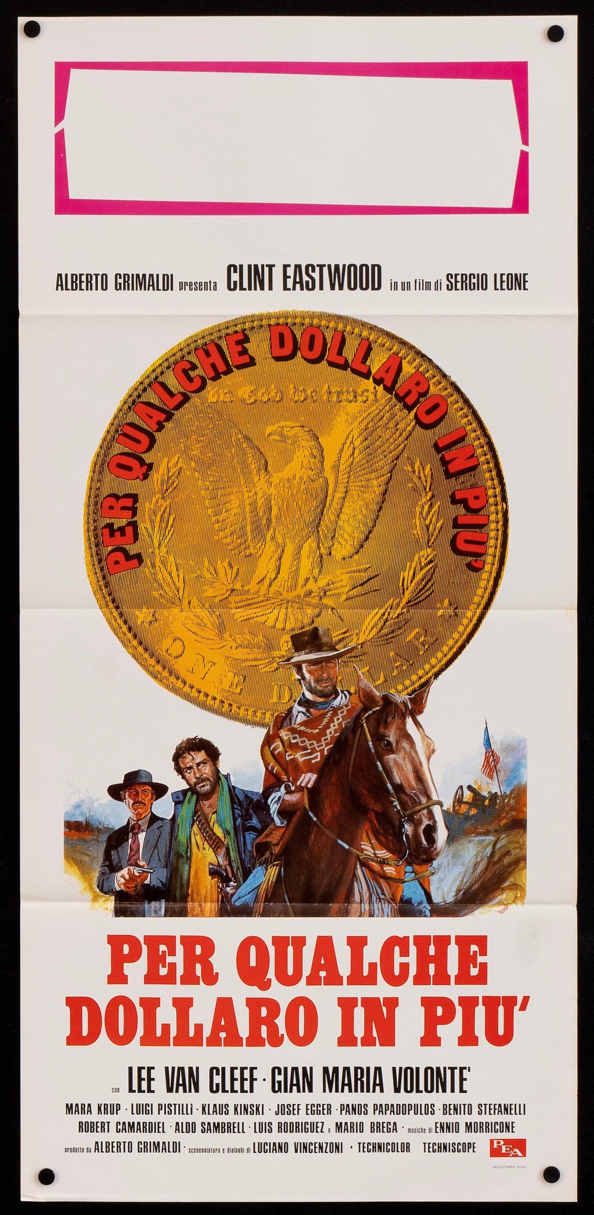 For a Few Dollars More Italian Locandina (13x28) Original Vintage Movie Poster