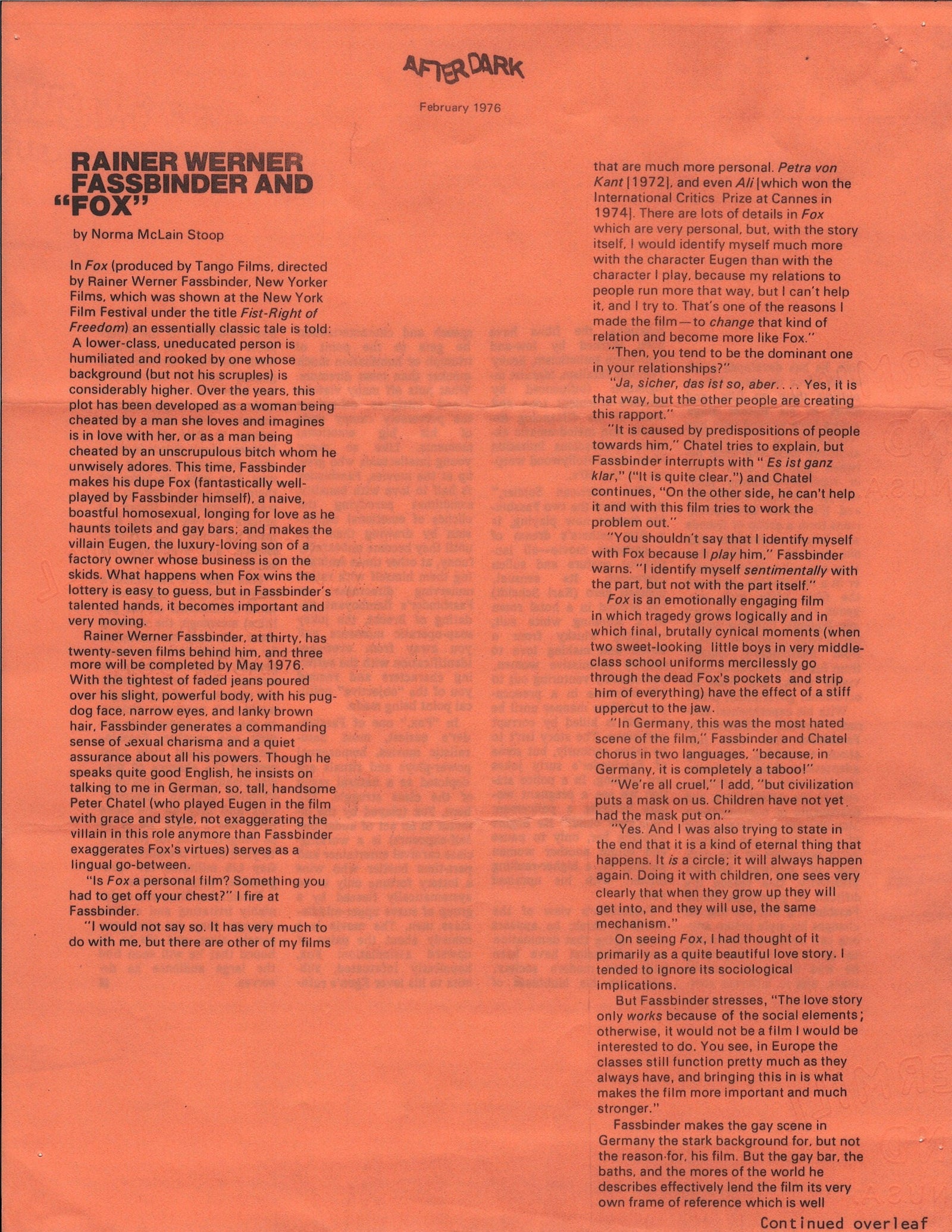 Fox and His Friends Original Vintage Movie Poster