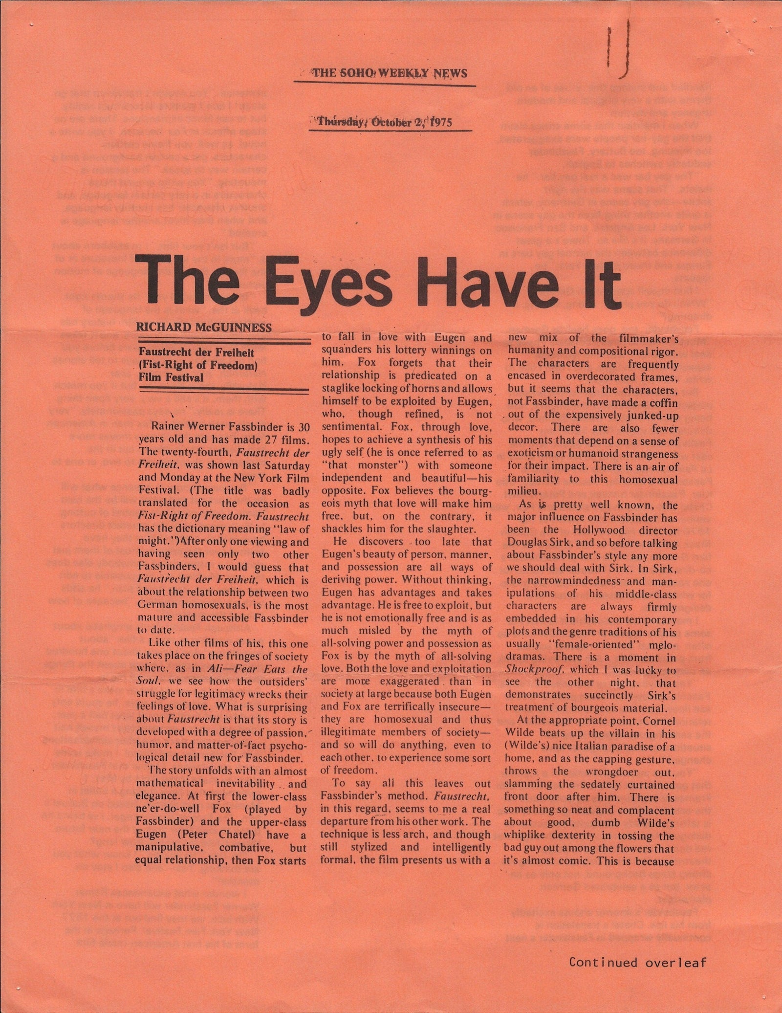 Fox and His Friends Original Vintage Movie Poster