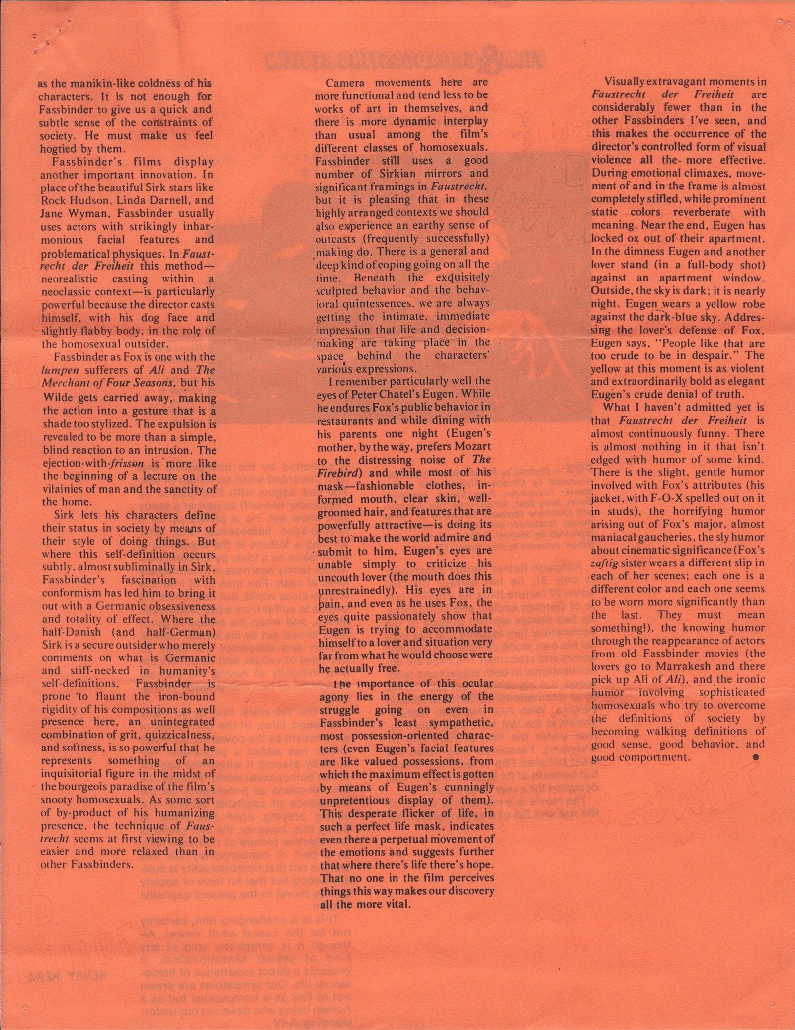 Fox and His Friends Original Vintage Movie Poster