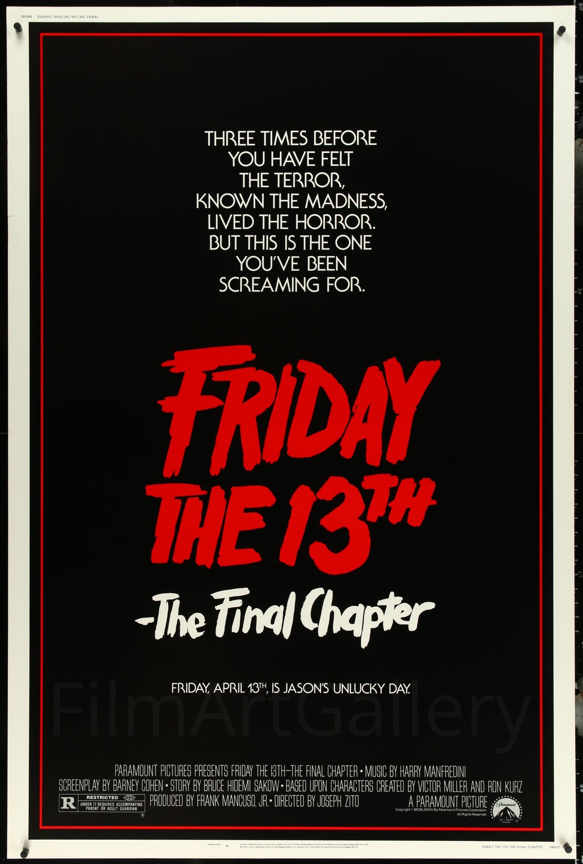 Friday the 13th: The Final Chapter 40x60 Original Vintage Movie Poster