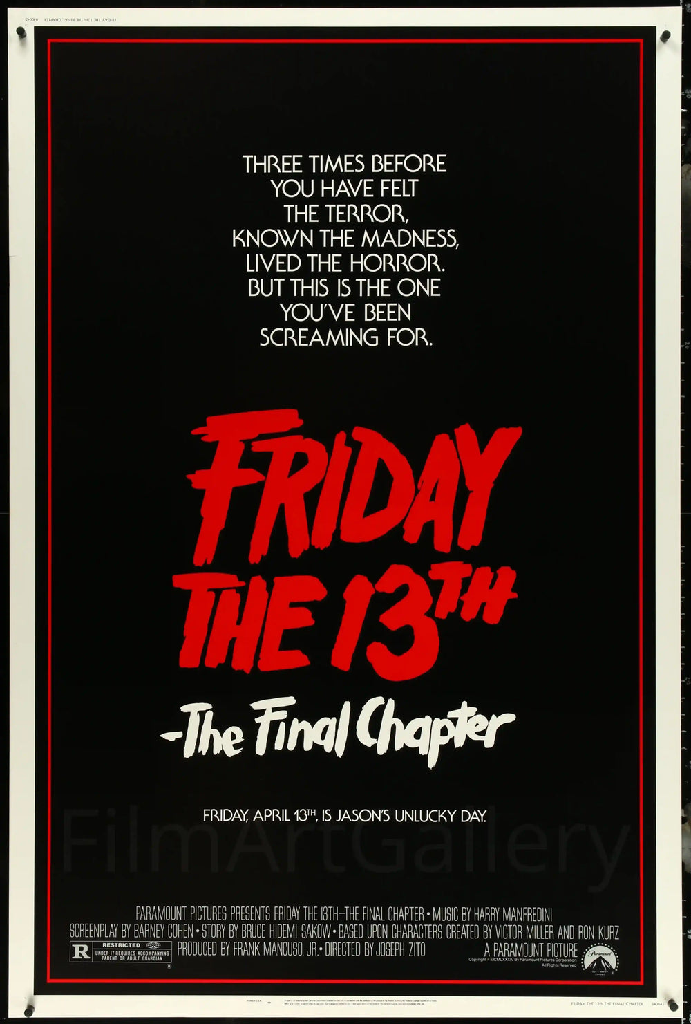 Friday the 13th: The Final Chapter Original Vintage Movie Poster