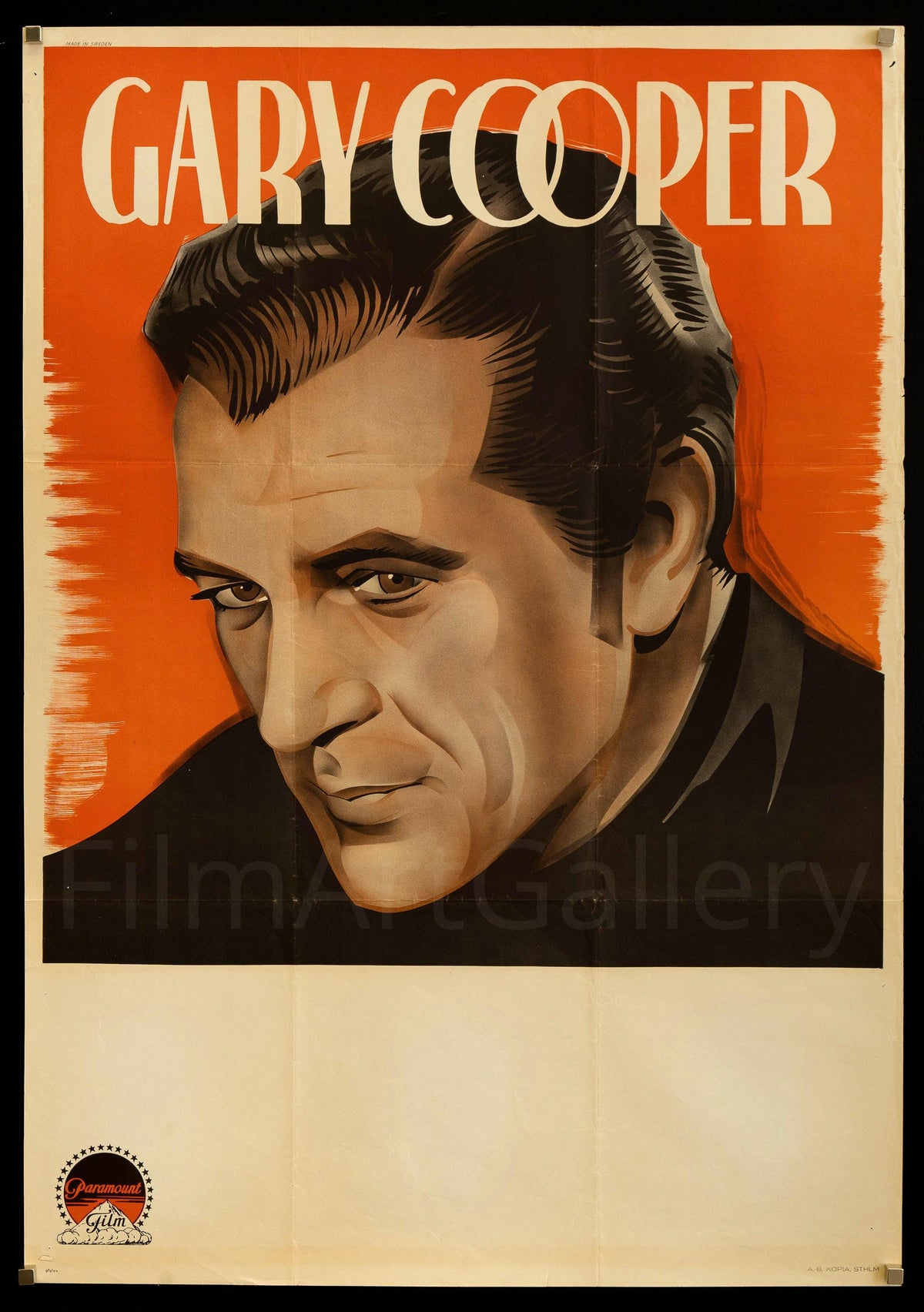 Gary Cooper Original Vintage Movie Poster