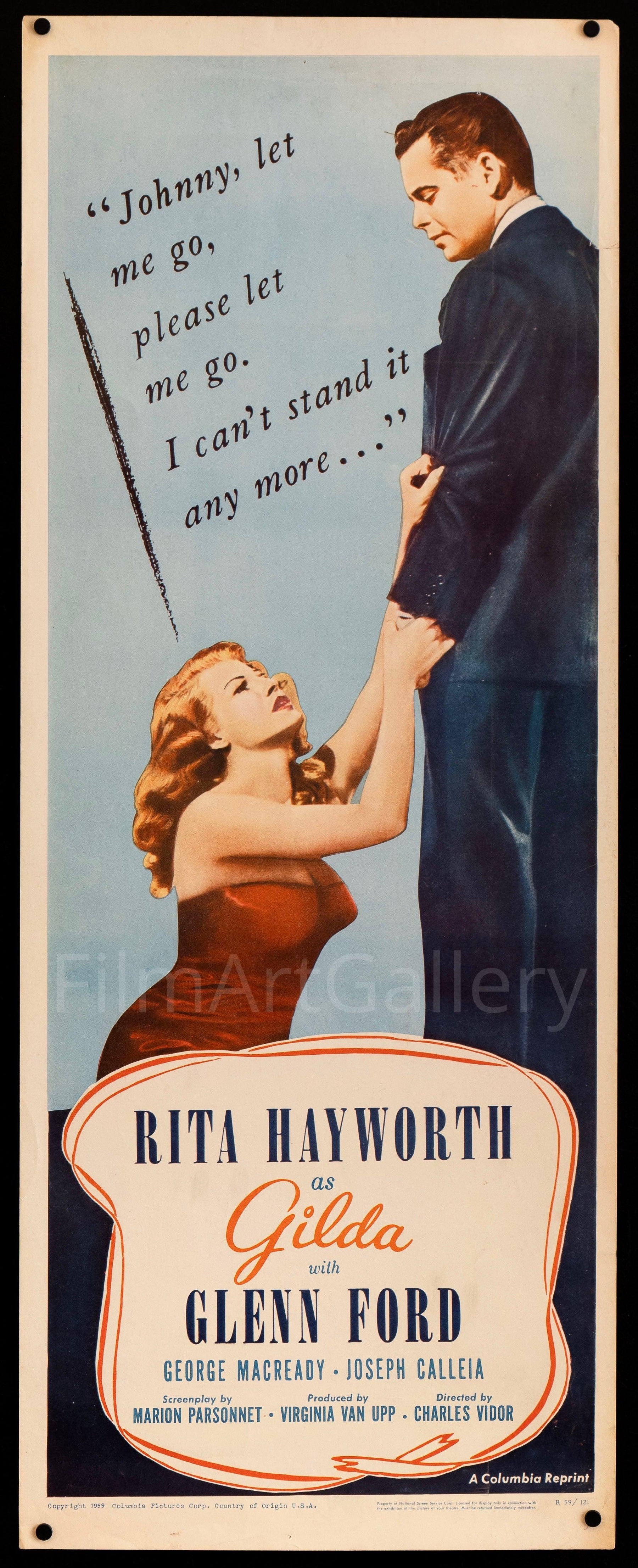 Gilda Movie Poster 1959 RI Insert (14x36)