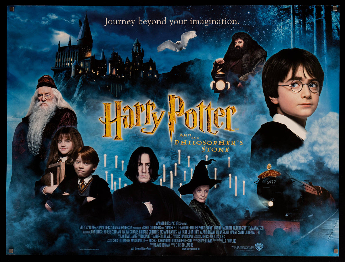 Harry Potter and the Philosopher&#39;s Stone British Movie Poster Quad Size $395 British Quad (30x40) Original Vintage Movie Poster