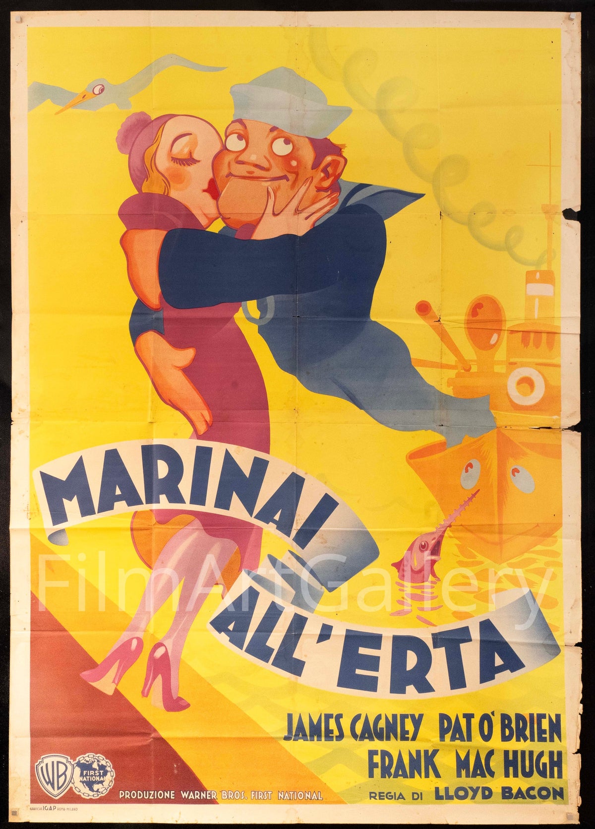 Here Comes The Navy Italian 4 Foglio (55x78) Original Vintage Movie Poster