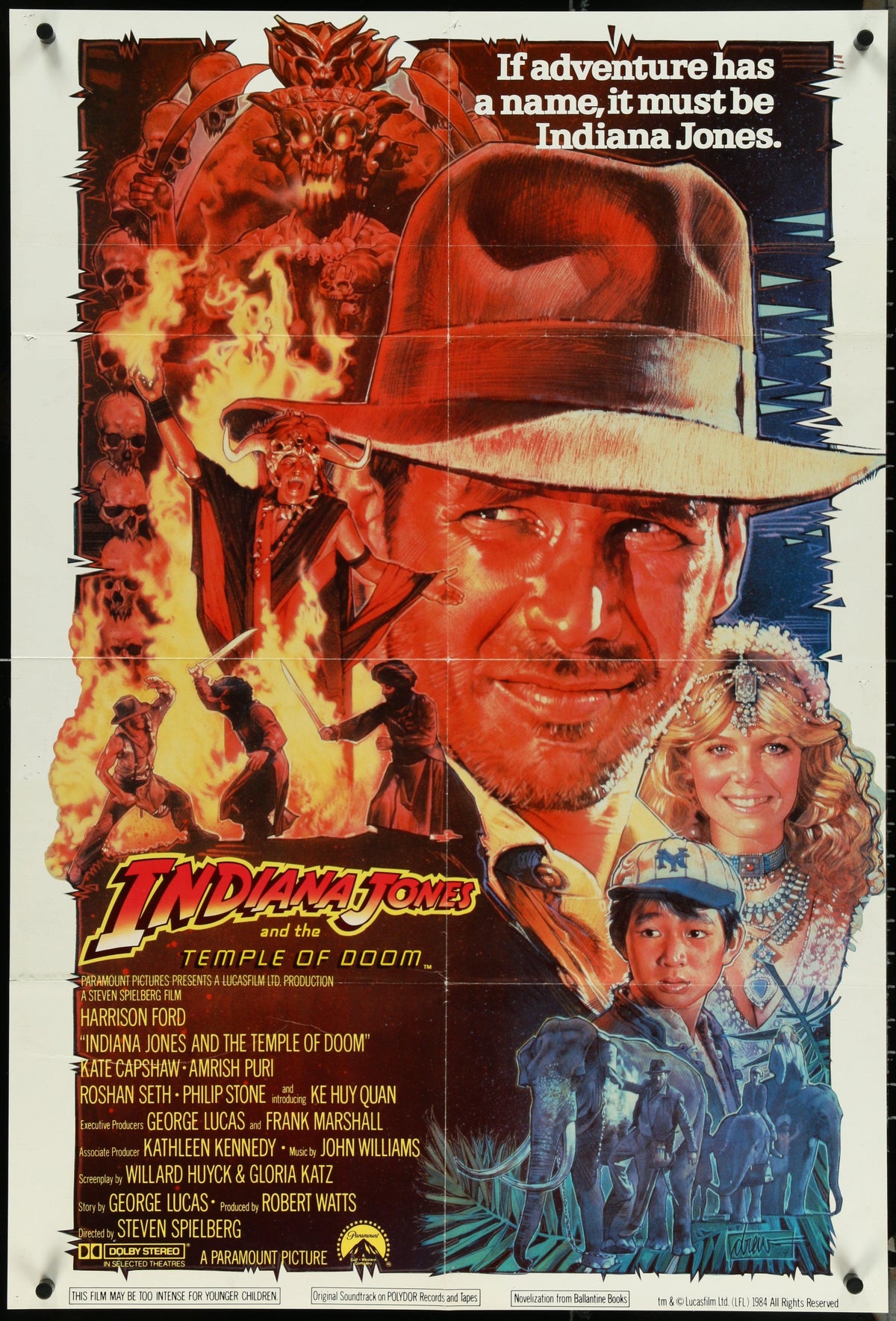 Indiana Jones and the Temple of Doom 1 Sheet (27x41) Original Vintage Movie Poster