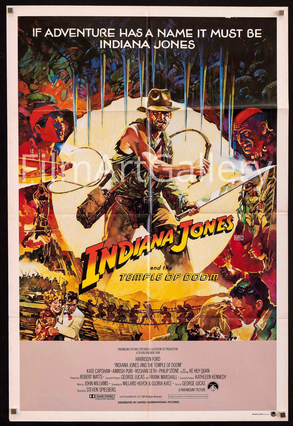 Indiana Jones and the Temple of Doom Original Vintage Movie Poster