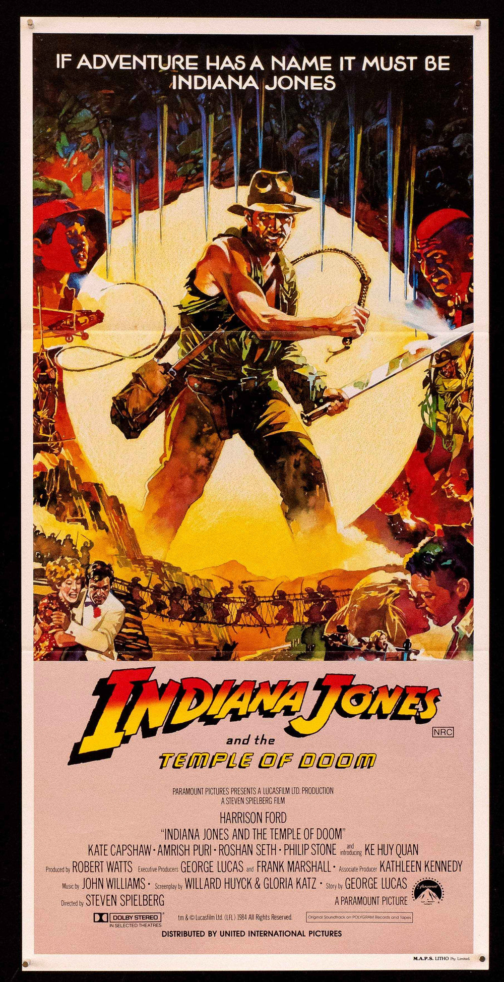 Indiana Jones and the Temple of Doom Original Vintage Movie Poster