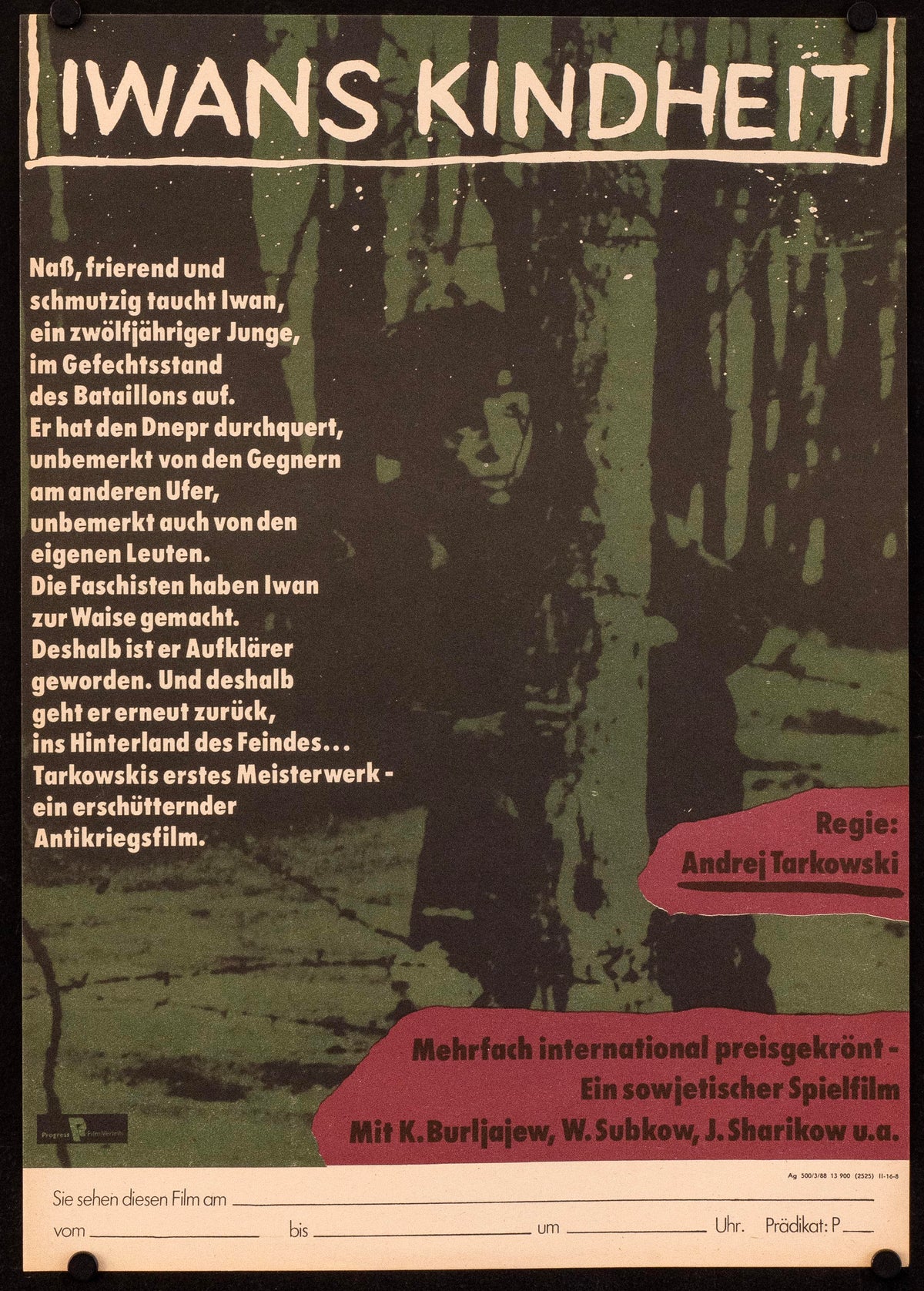 Ivan&#39;s Childhood Original Vintage Movie Poster